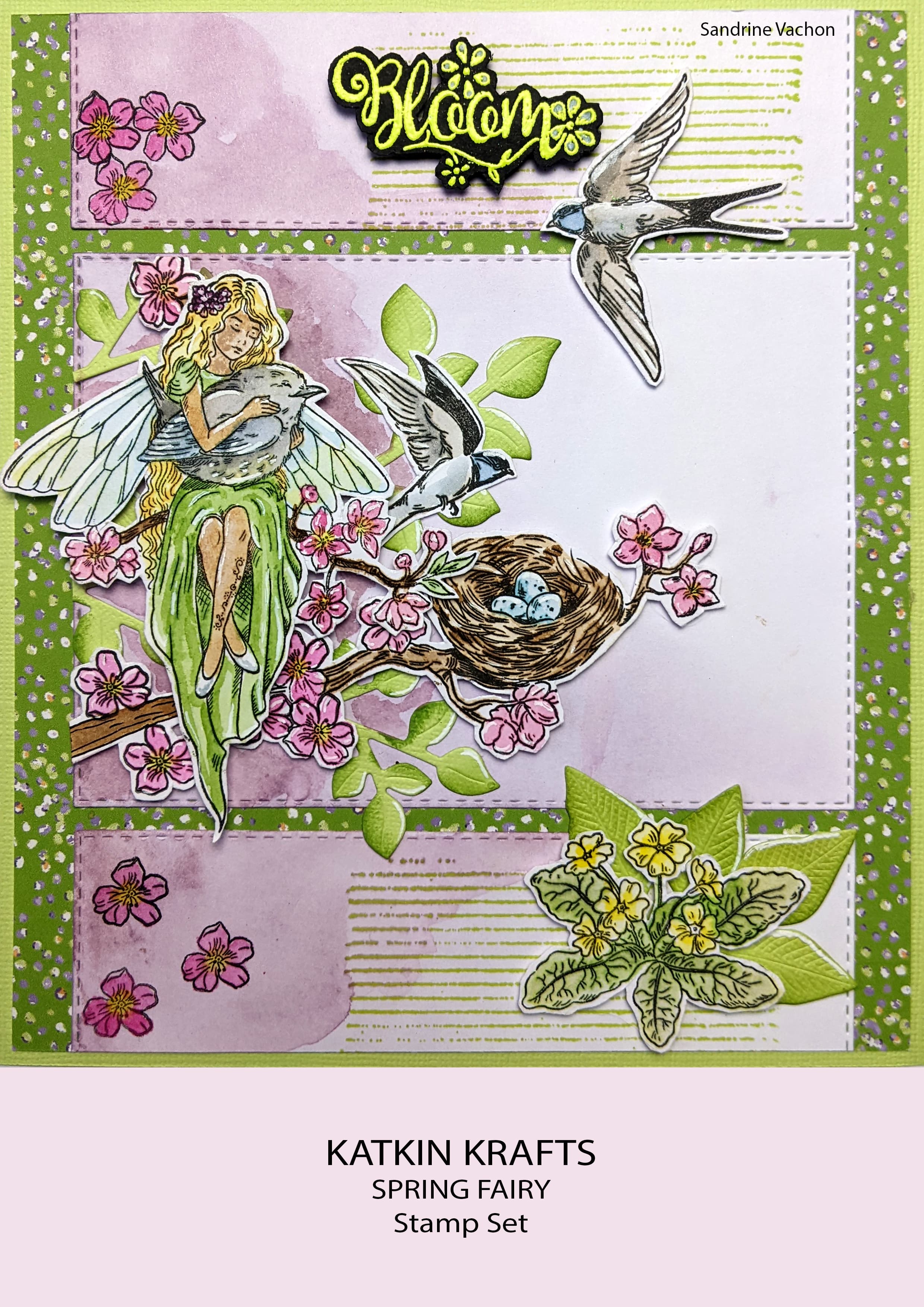 Katkin Krafts Spring Fairy 6 in x 8 in Clear Stamp Set