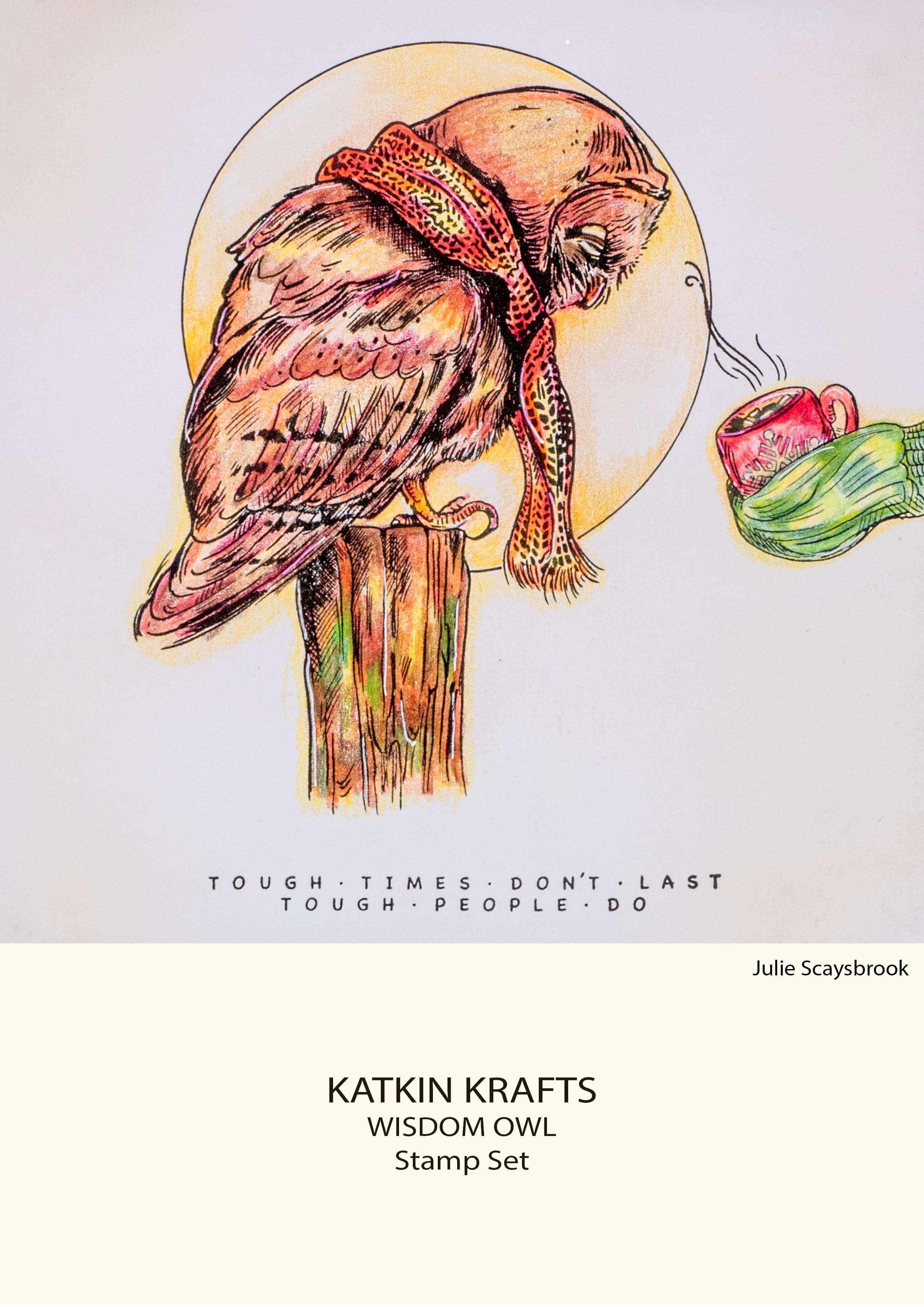 Katkin Krafts Wisdom Owl 6 in x 8 in Clear Stamp Set