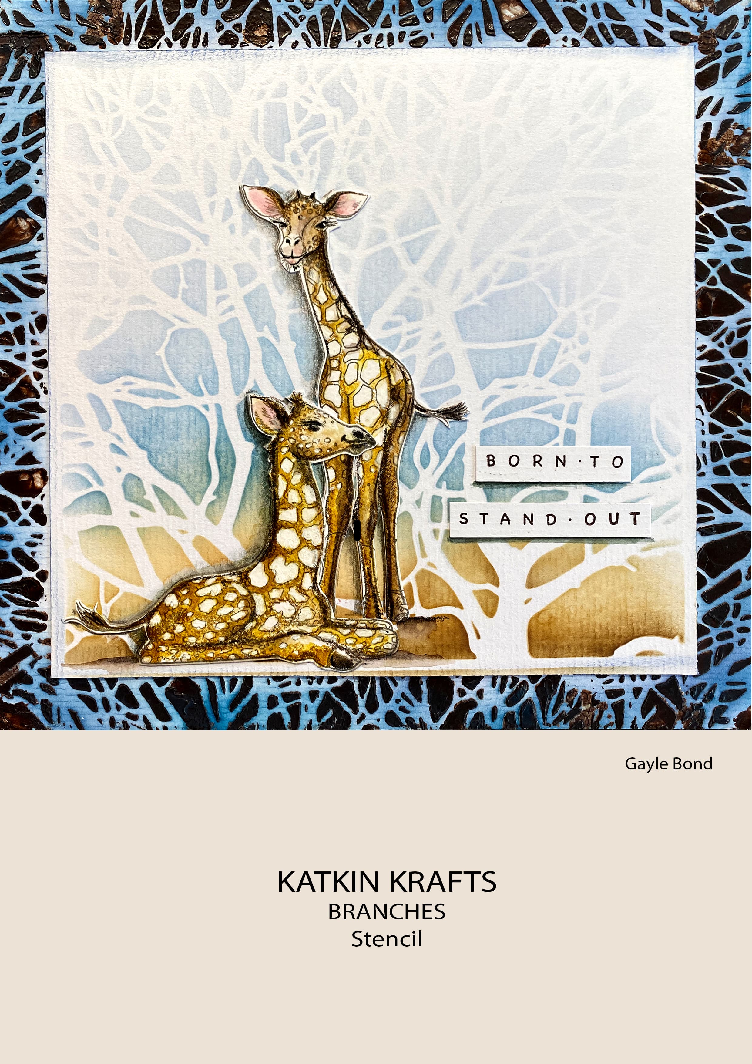 Katkin Krafts Branches 7 in x 7 in Stencil