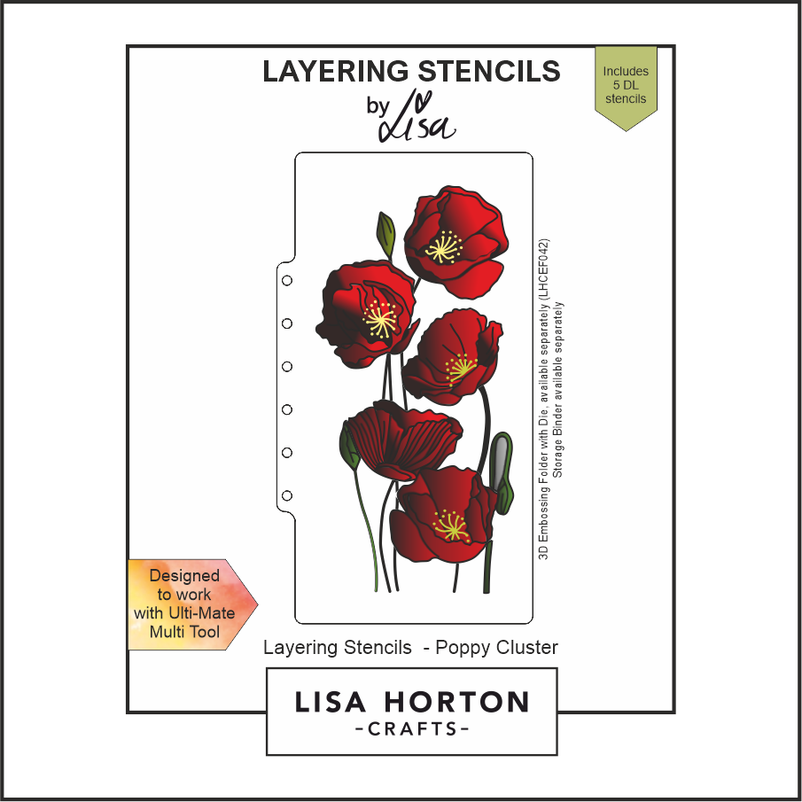 Lisa Horton Crafts Poppy Cluster Slimline Layering Stencils