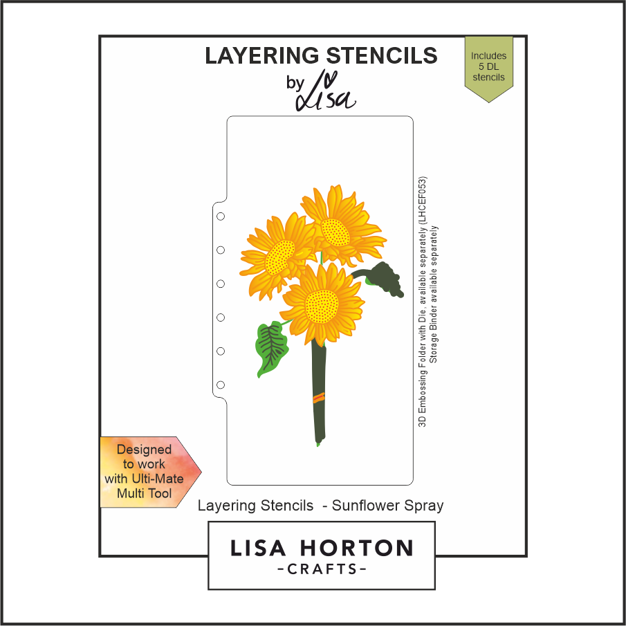 Lisa Horton Crafts Sunflower Spray Slimline Layering Stencils