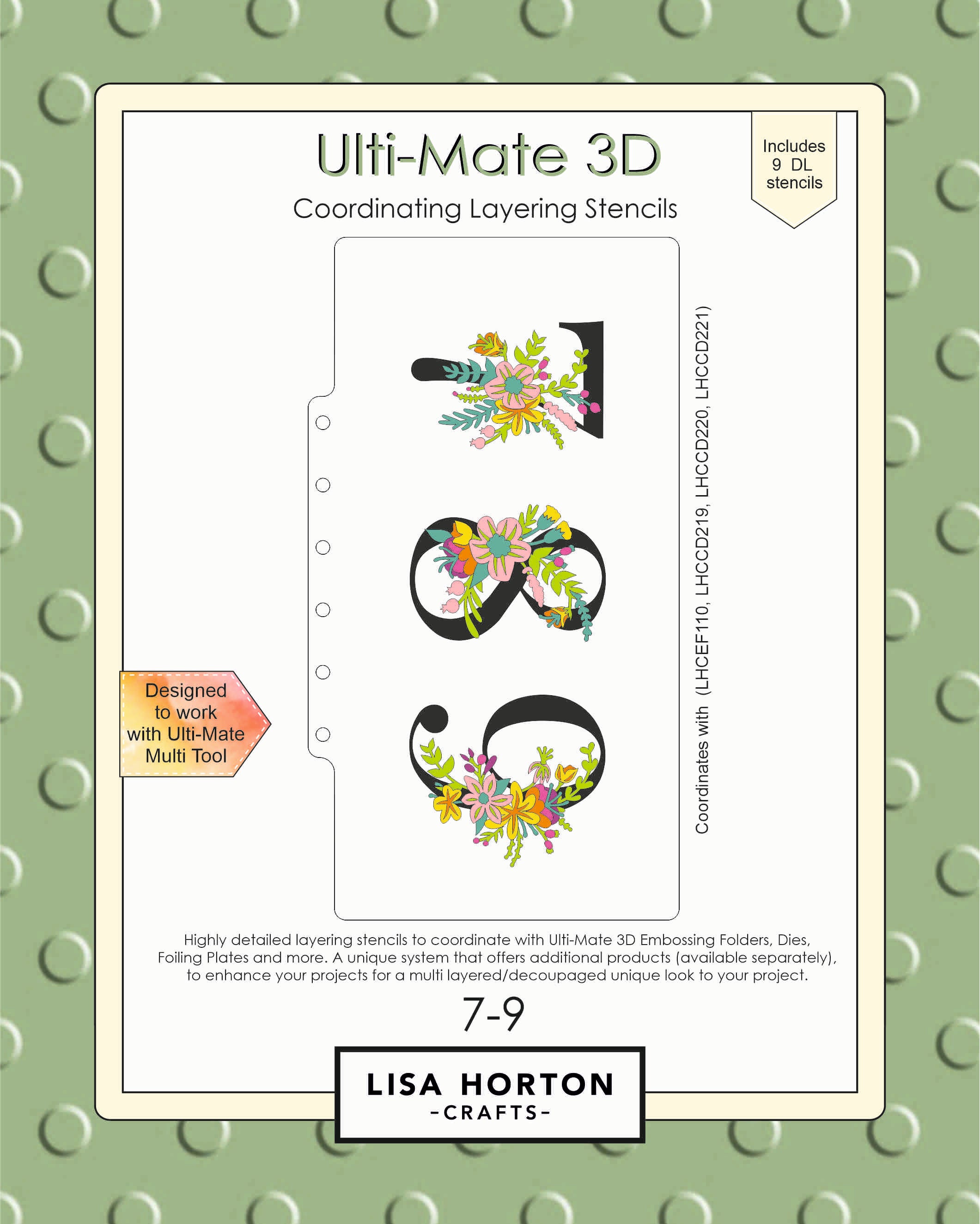 Lisa Horton Crafts Ulti-Mate 3D Slimline Layering Stencils 7-9
