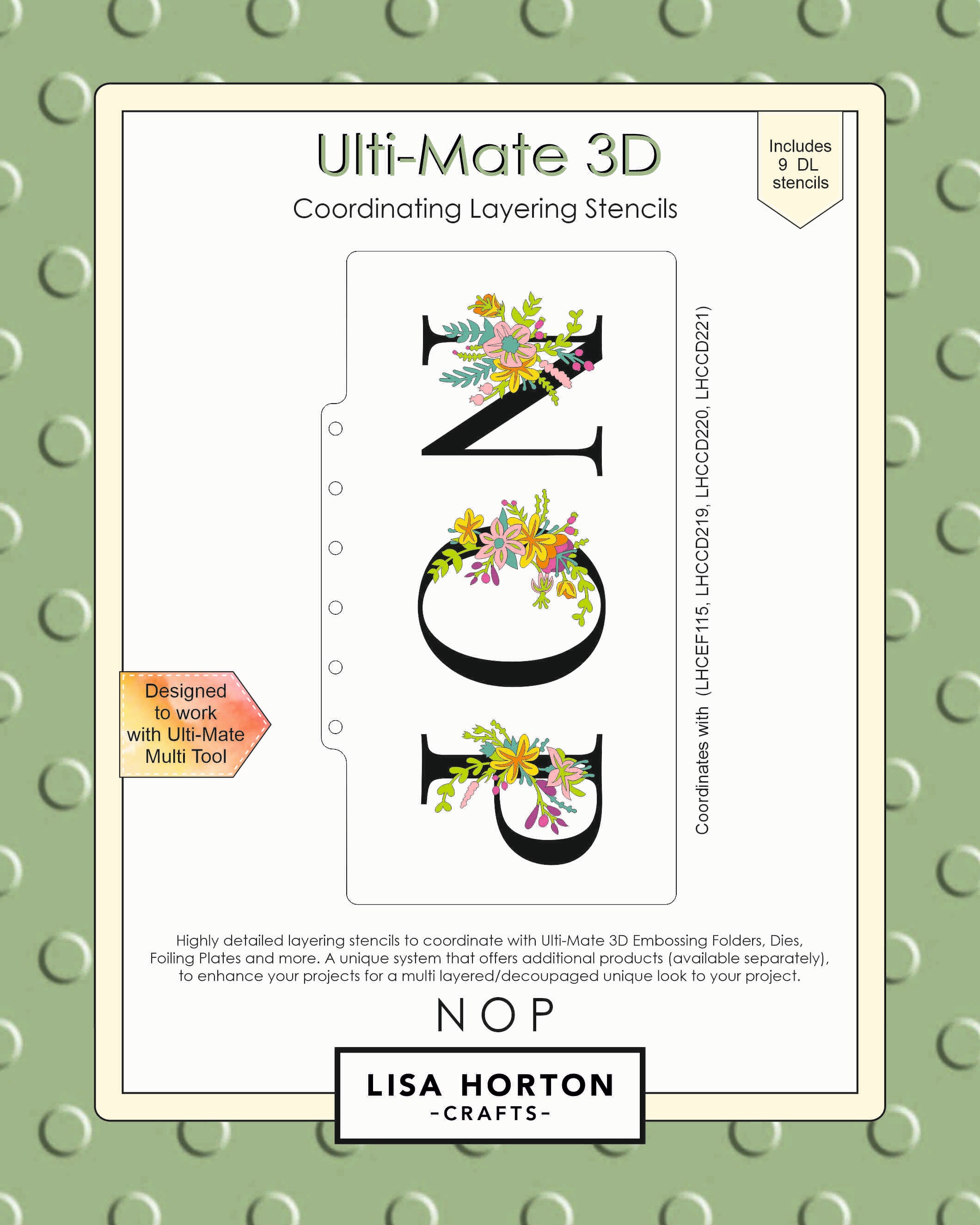Lisa Horton Crafts Ulti-Mate 3D Slimline Layering Stencils NOP