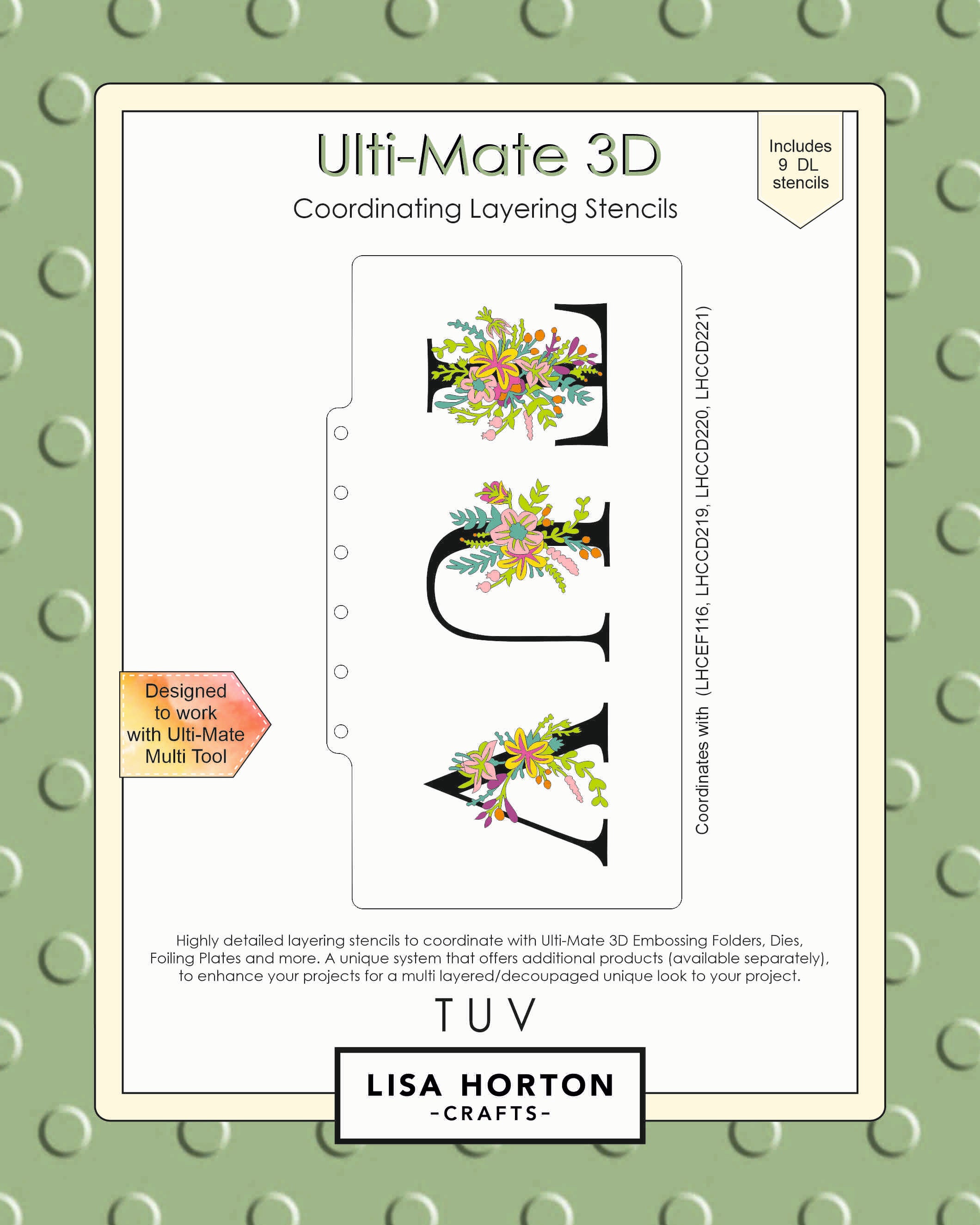 Lisa Horton Crafts Ulti-Mate 3D Slimline Layering Stencils TUV