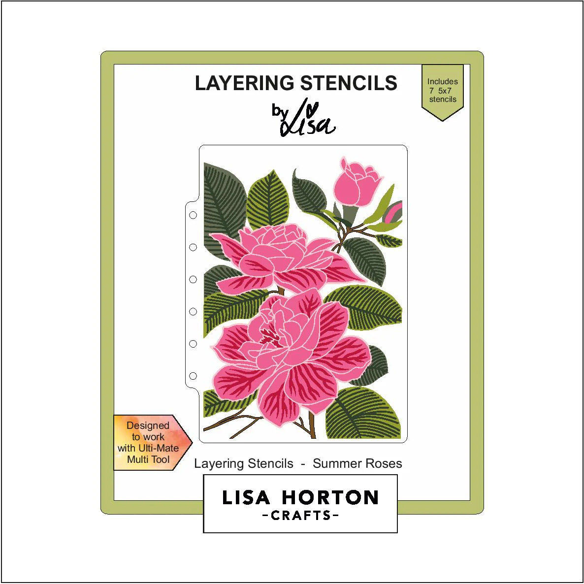 Lisa Horton Crafts Summer Roses 5 x 7 Layering Stencils