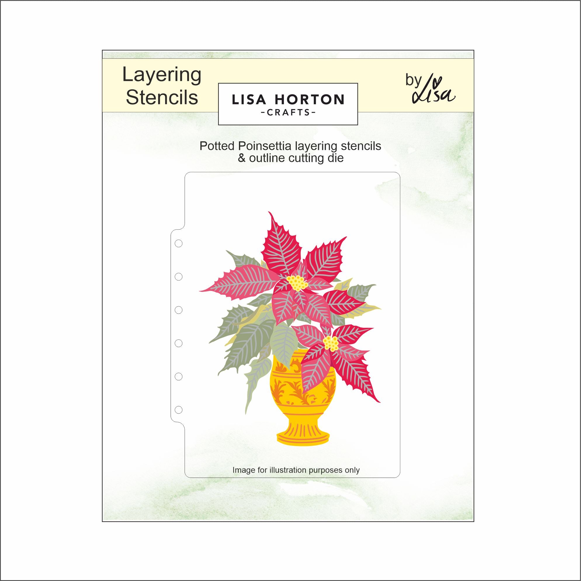 Lisa Horton Crafts Potted Poinsettia 5" x 7" Layering Stencils & Die