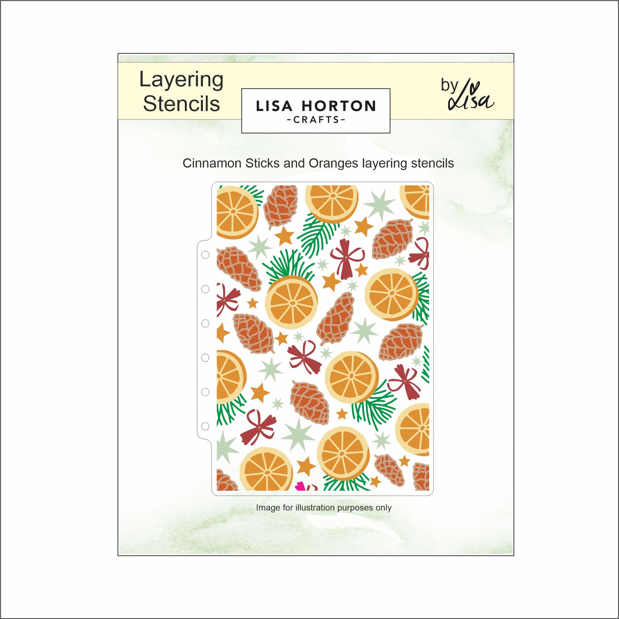 Lisa Horton Crafts Cinnamon Sticks and Oranges 5" x 7" Layering Stencils