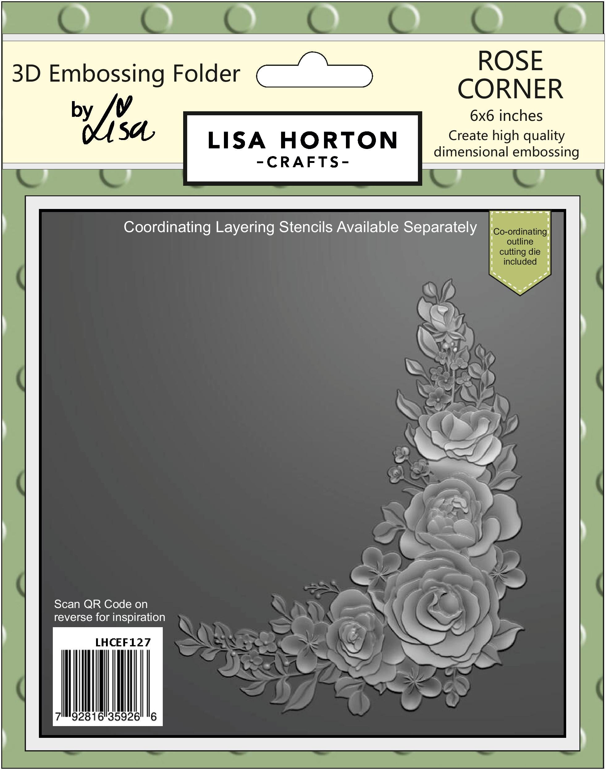 Lisa Horton Crafts Rose Corner 6x6 3D Embossing Folder & Die