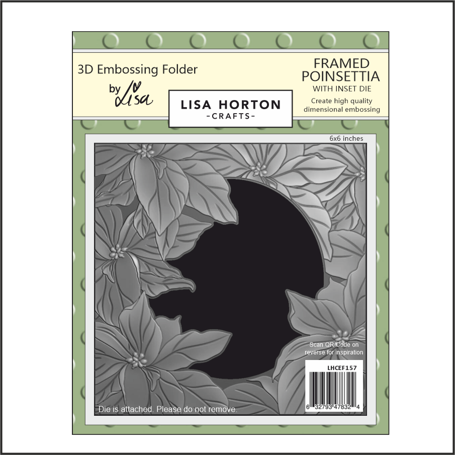 Lisa Horton Crafts Framed Poinsettia 6x6 3D Embossing Folder With Inset Die
