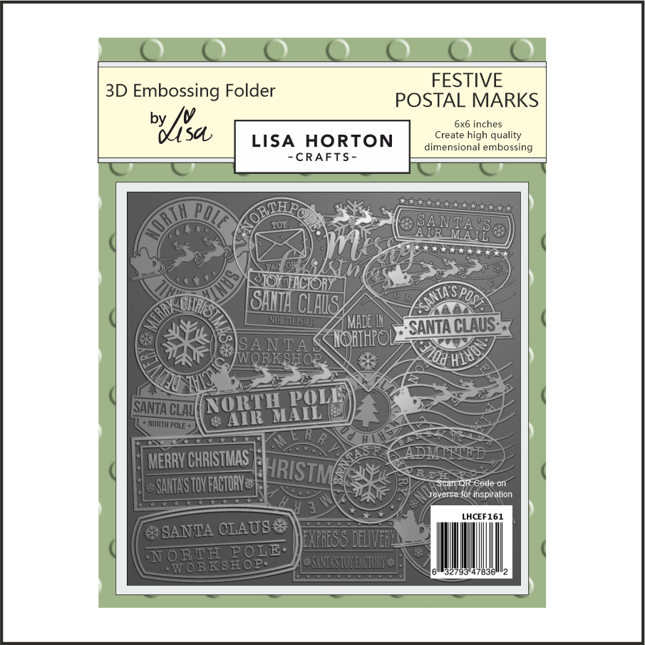 Lisa Horton Crafts Festive Postal Marks North Pole 6x6 3D Embossing Folder