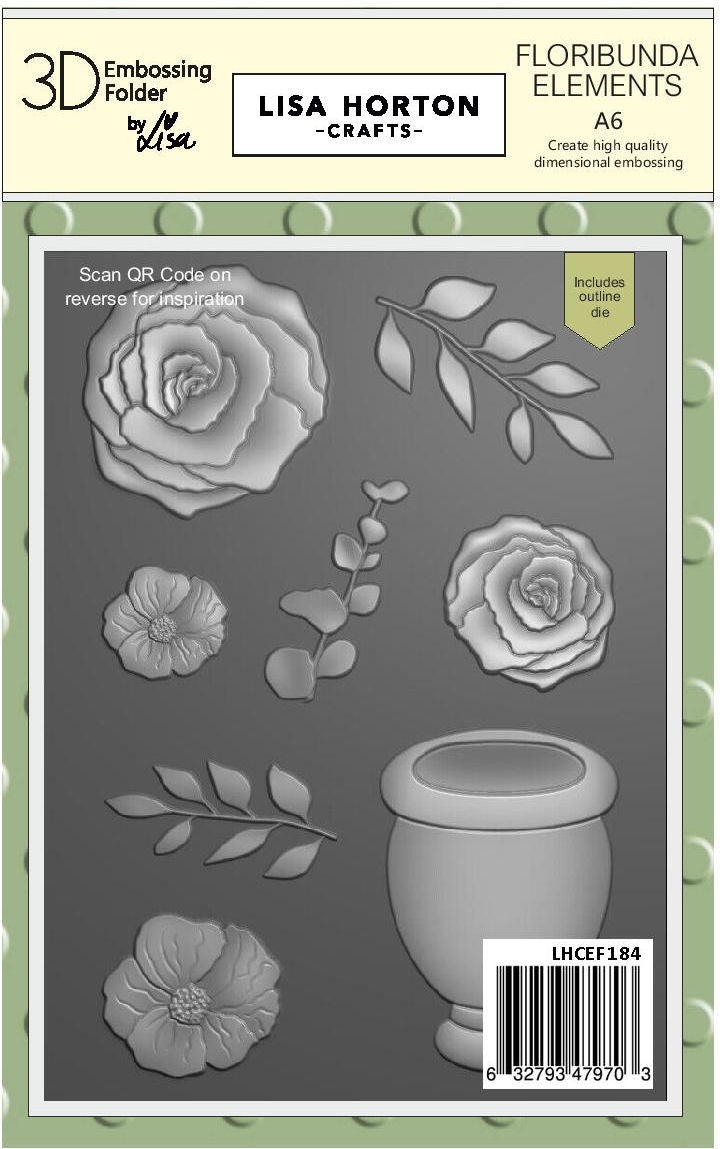 Lisa Horton Crafts Bouquet Builder - Floribunda Elements A6 3D Embossing Folder & Die