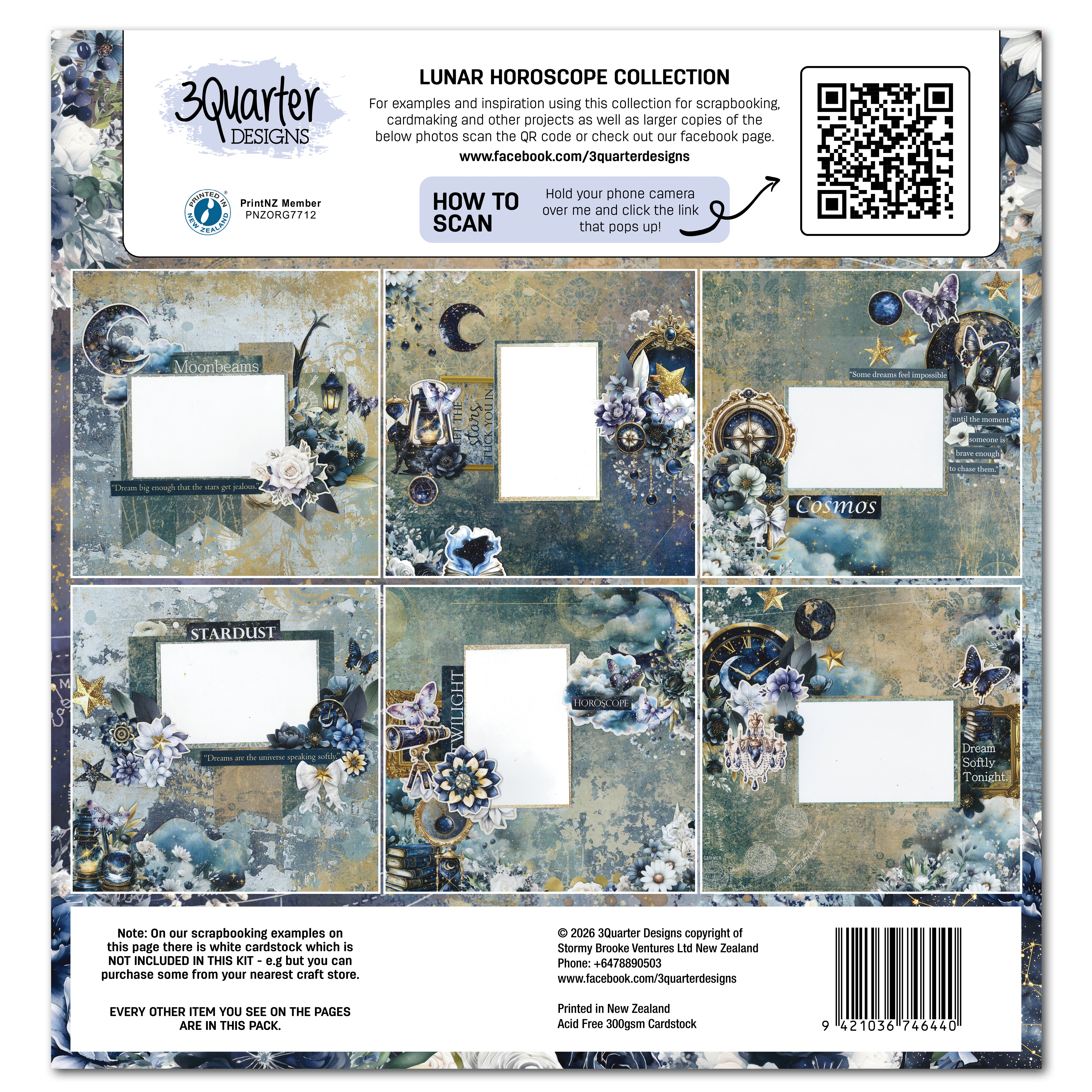 3Quarter Designs Lunar Horoscopes 12x12 Designer Paper & Diecuts Set