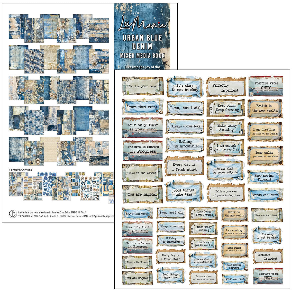 Mixed Media Book Urban Blue Denim A4 Maxi