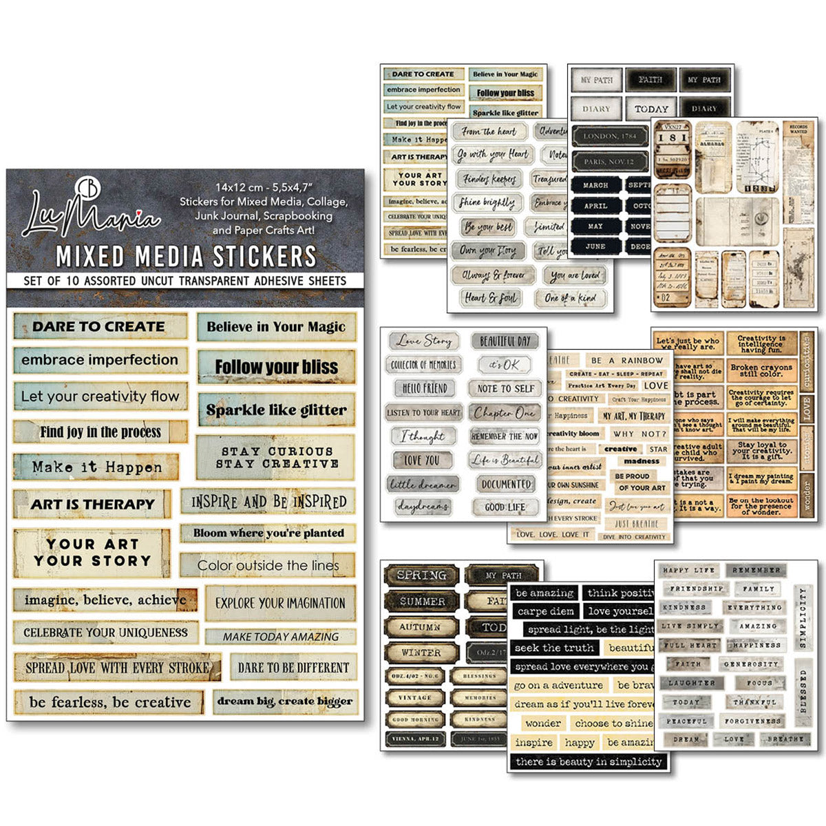 Mixed Media Sticker Set 10/Pkg Little Words