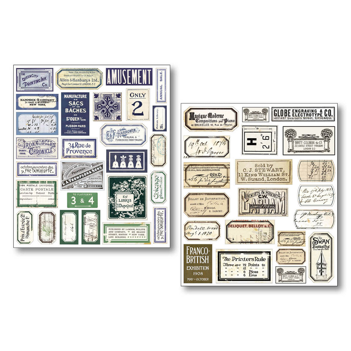Mixed Media Sticker Set 10/Pkg Vintage Scripts