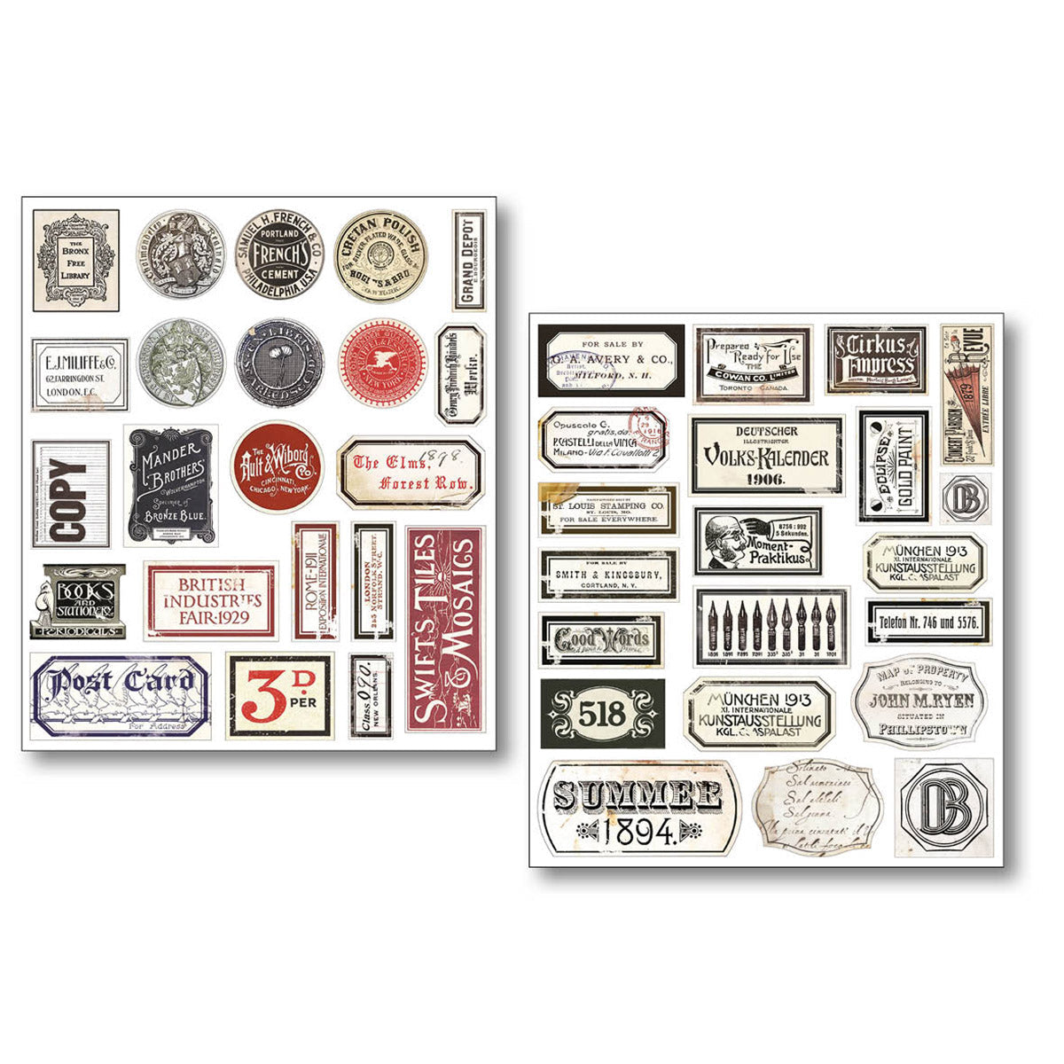 Mixed Media Sticker Set 10/Pkg Vintage Scripts