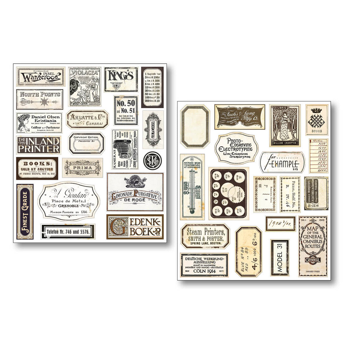 Mixed Media Sticker Set 10/Pkg Vintage Scripts