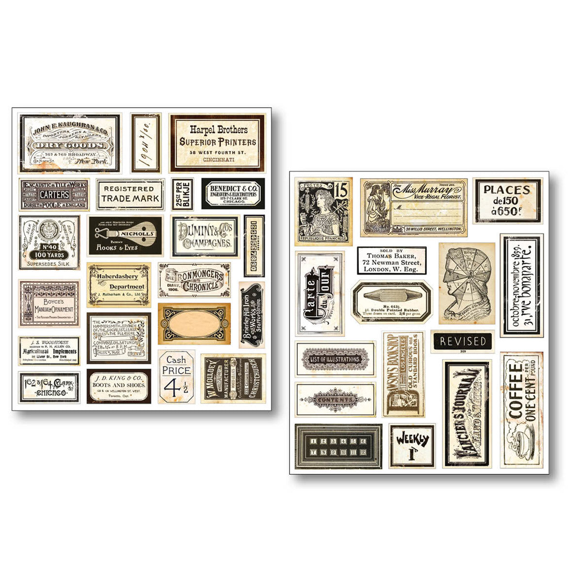 Mixed Media Sticker Set 10/Pkg Vintage Scripts