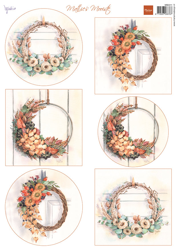 Marianne Design A4 Cutting Sheet - Mattie Mooiste - Autumn Wreaths