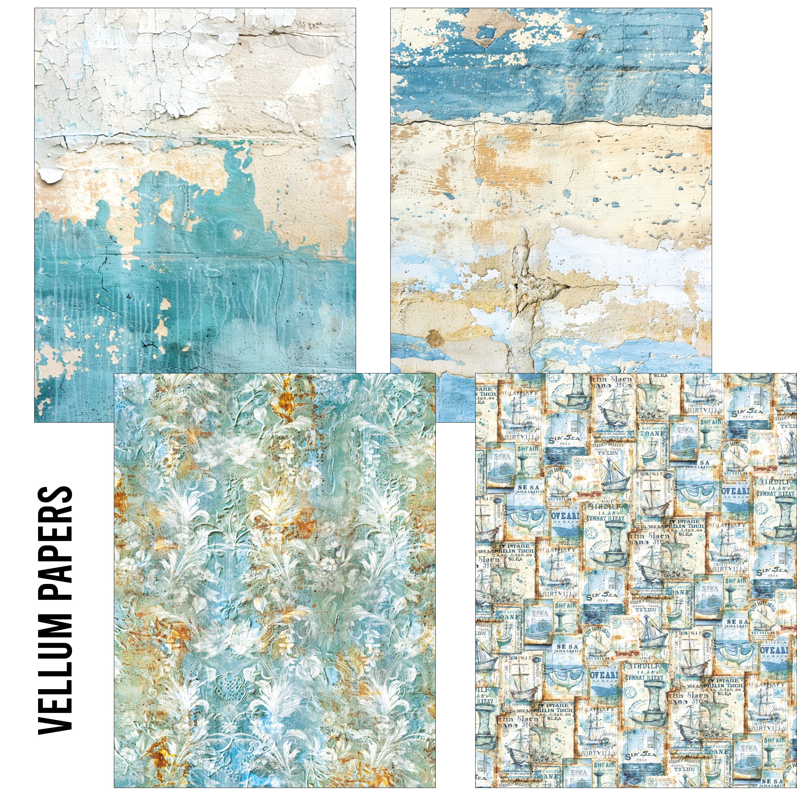 Craftmix Edge of the Ocean Mixed A5 Paper Pack - 8 Sheets (Tissue & Vellum Variety)