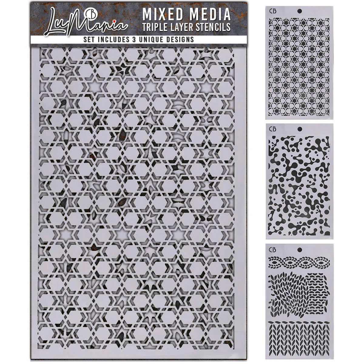 Set#001 Stencil Mix – Triple Layer Set (3 Unique Designs)