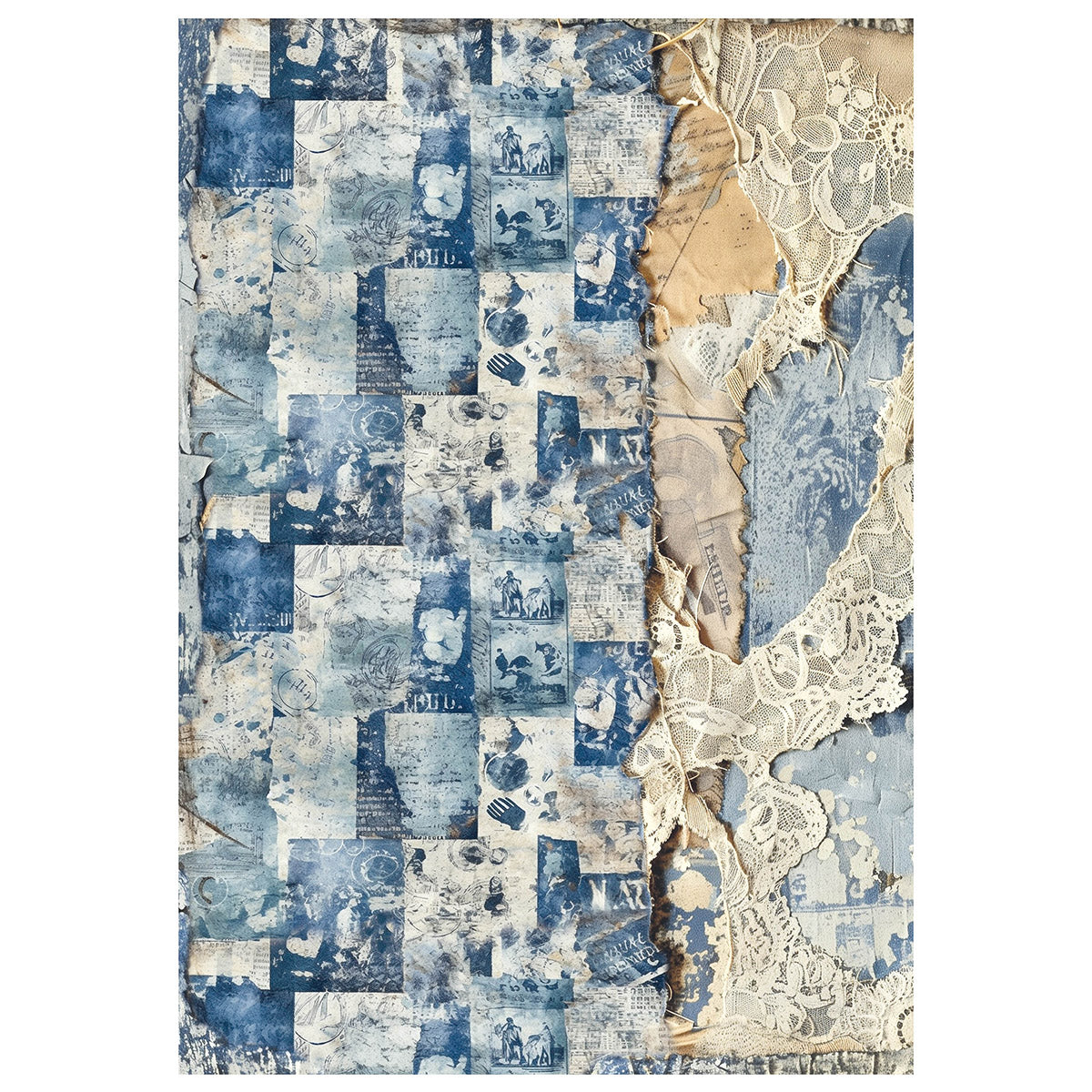 Mixed Media Rice Paper A4 Set 4/Pkg Urban Blue Denim