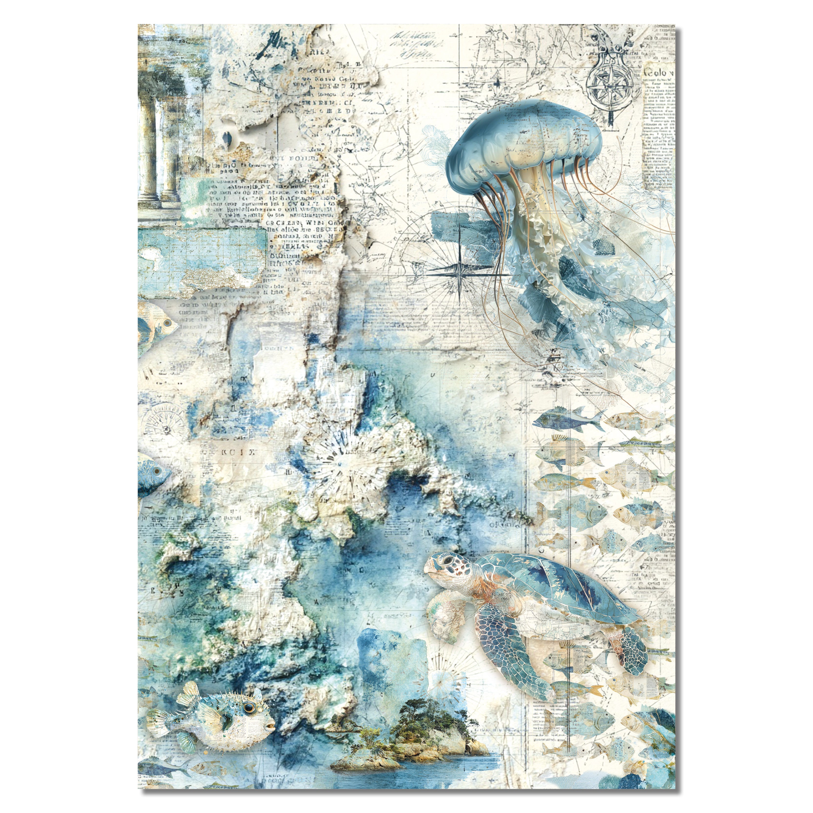 Rice Paper A4 MIXED 4/Pkg Edge of the Ocean