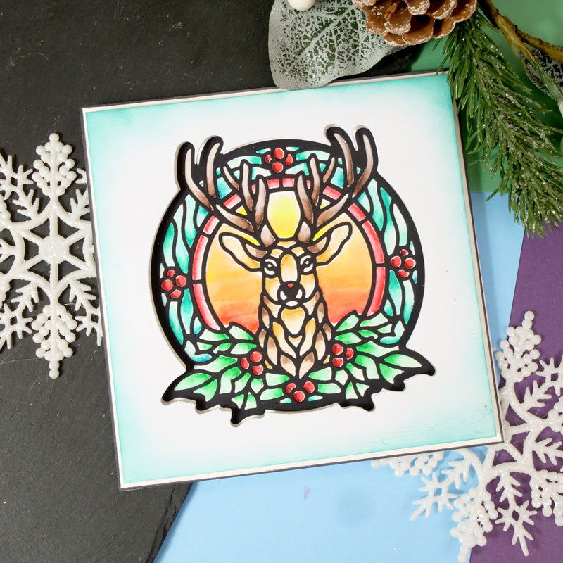 Moonstone Dies - Stained Glass Festive Reindeer