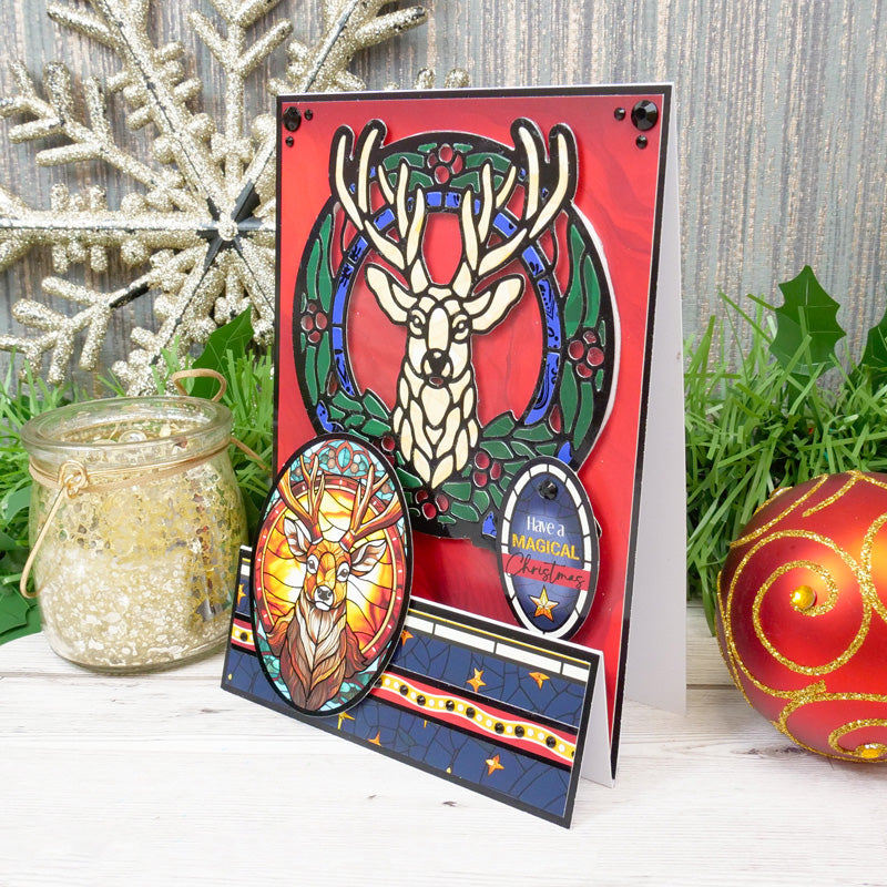 Moonstone Dies - Stained Glass Festive Reindeer