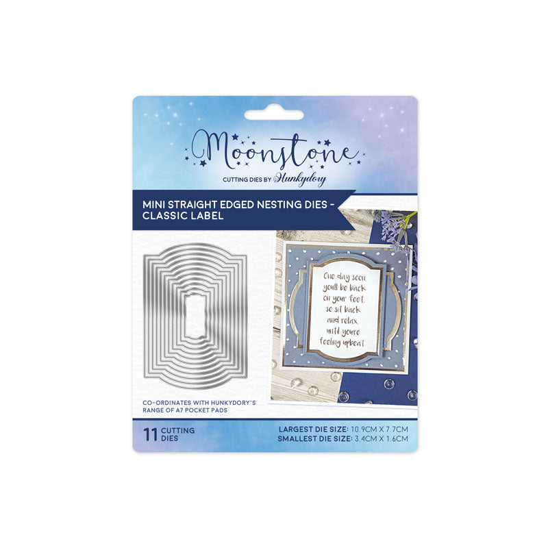 Moonstone Dies - Mini Straight Edged Nesting Dies - Classic Label