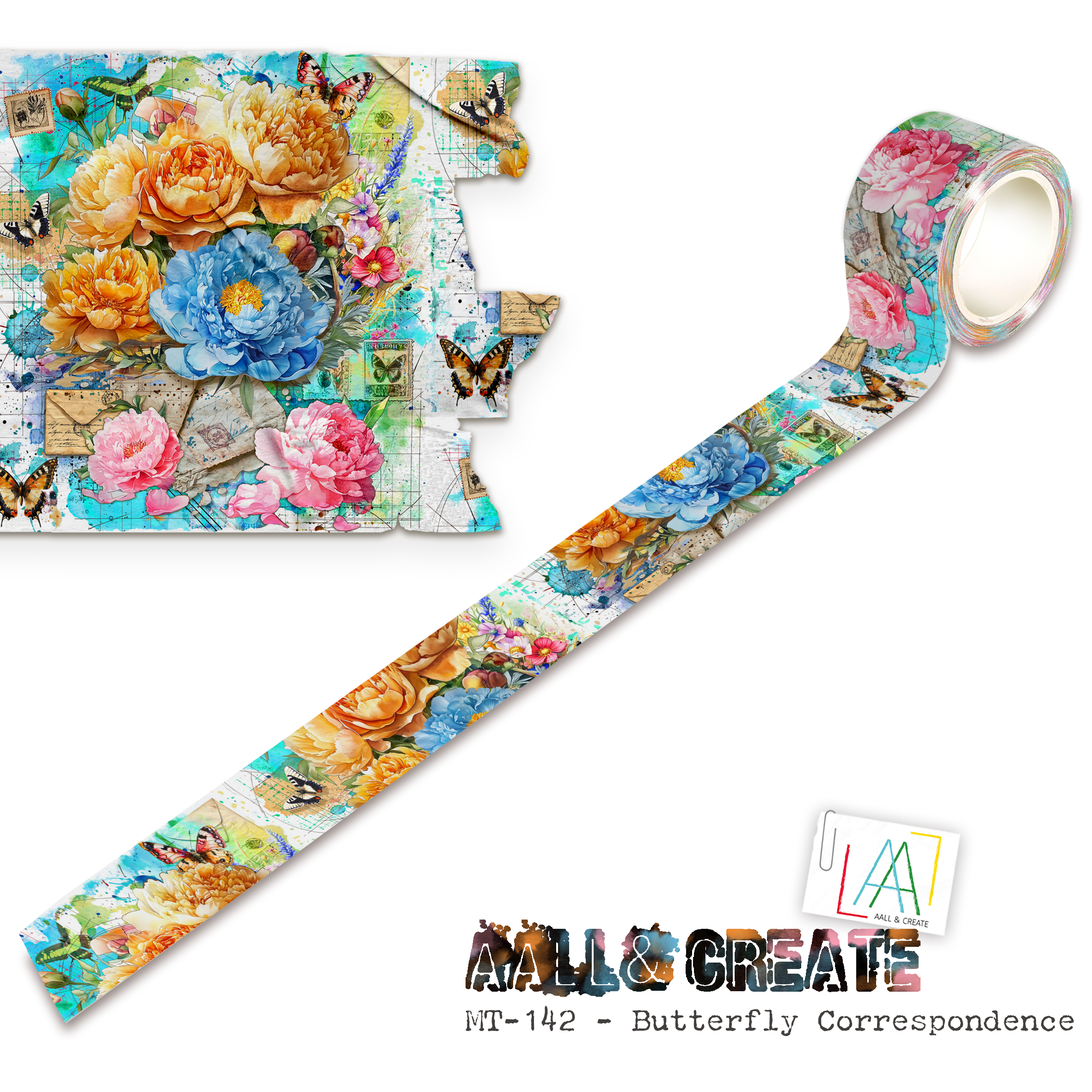AALL and Create - Washi Tape 25mm x 10m - Butterfly Correspondence (Layer-It-Up!)