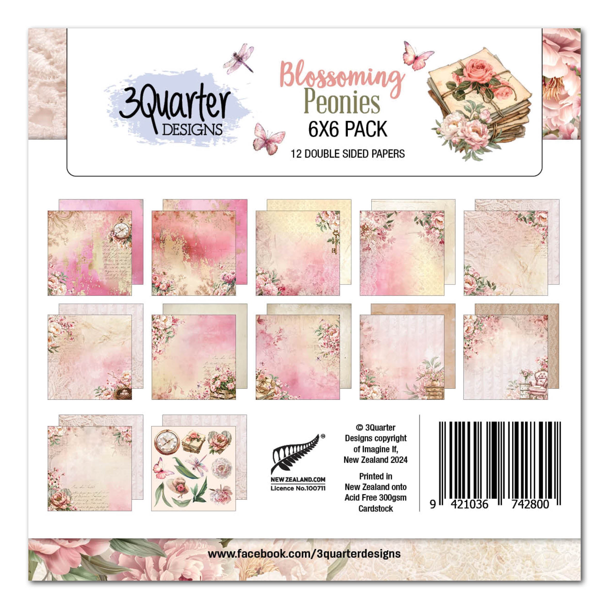 3Quarter Designs Blossoming Peonies 6x6 Paper Pack