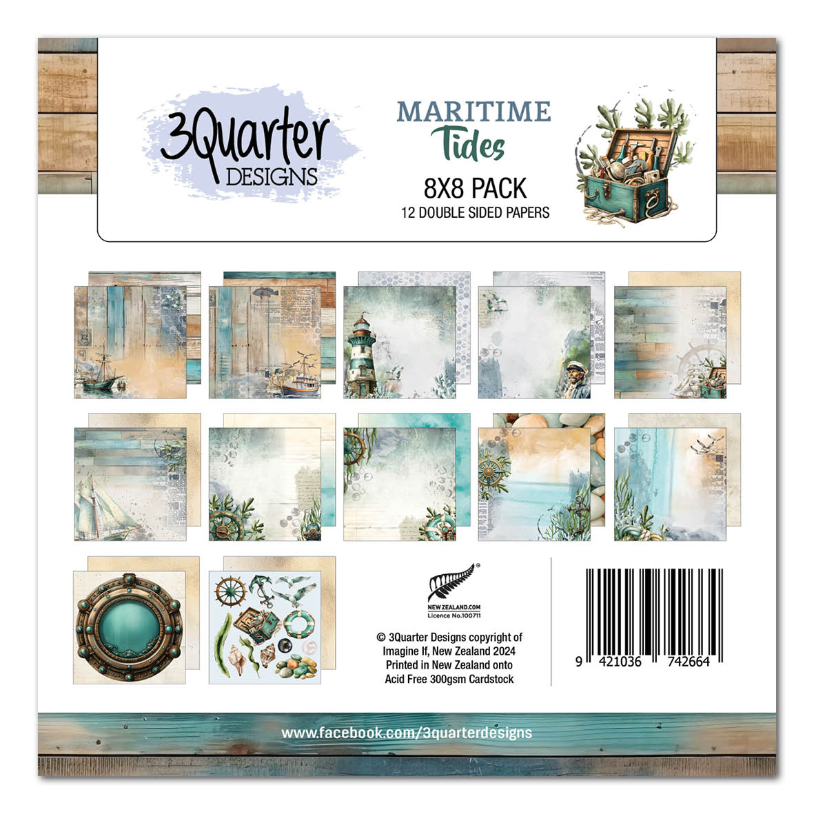 3Quarter Designs Maritime Tides 8x8 Paper Pack
