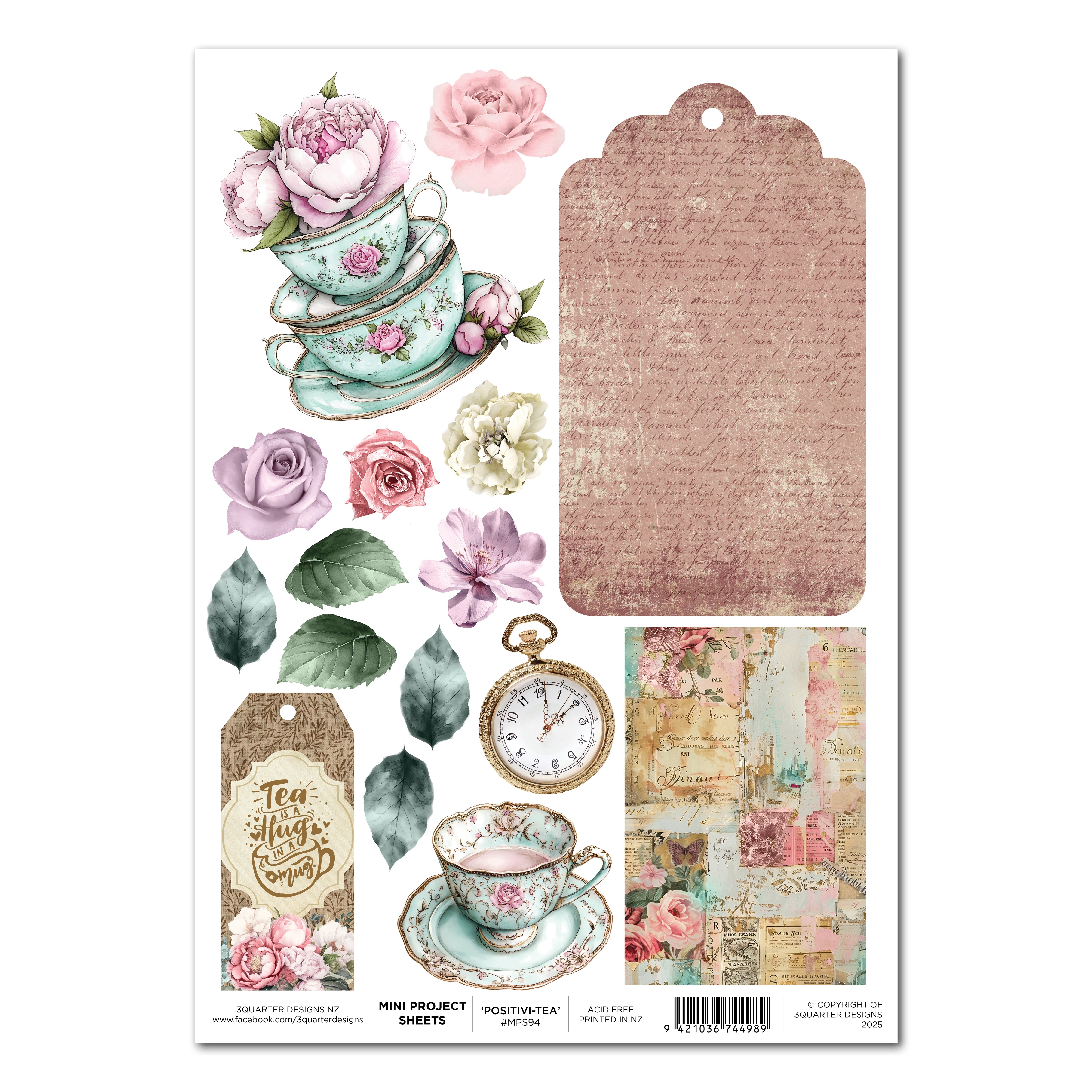 3Quarter Designs Positivi-Tea - Mini Project Sheet