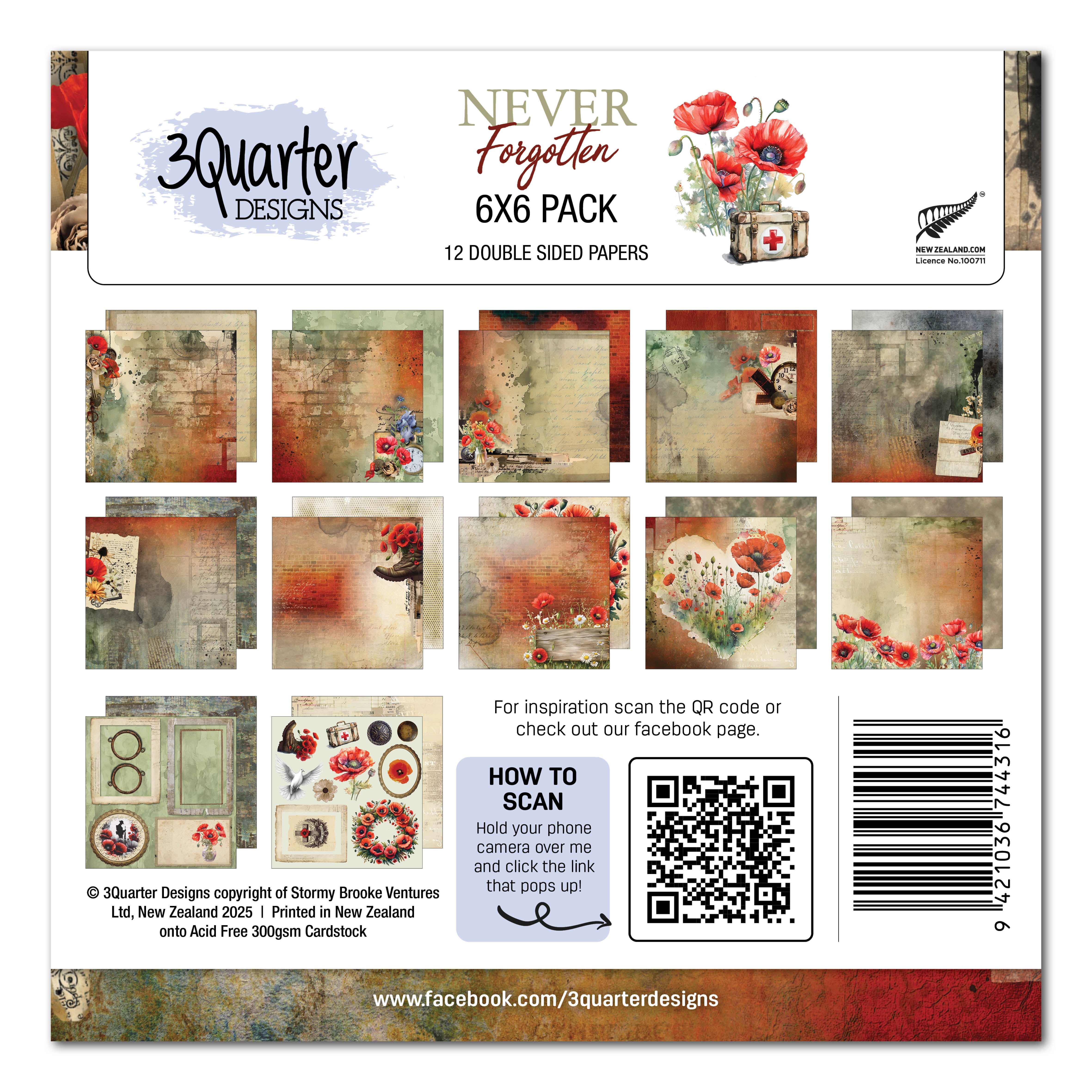 3Quarter Designs Never Forgotten 6x6 Paper Pack