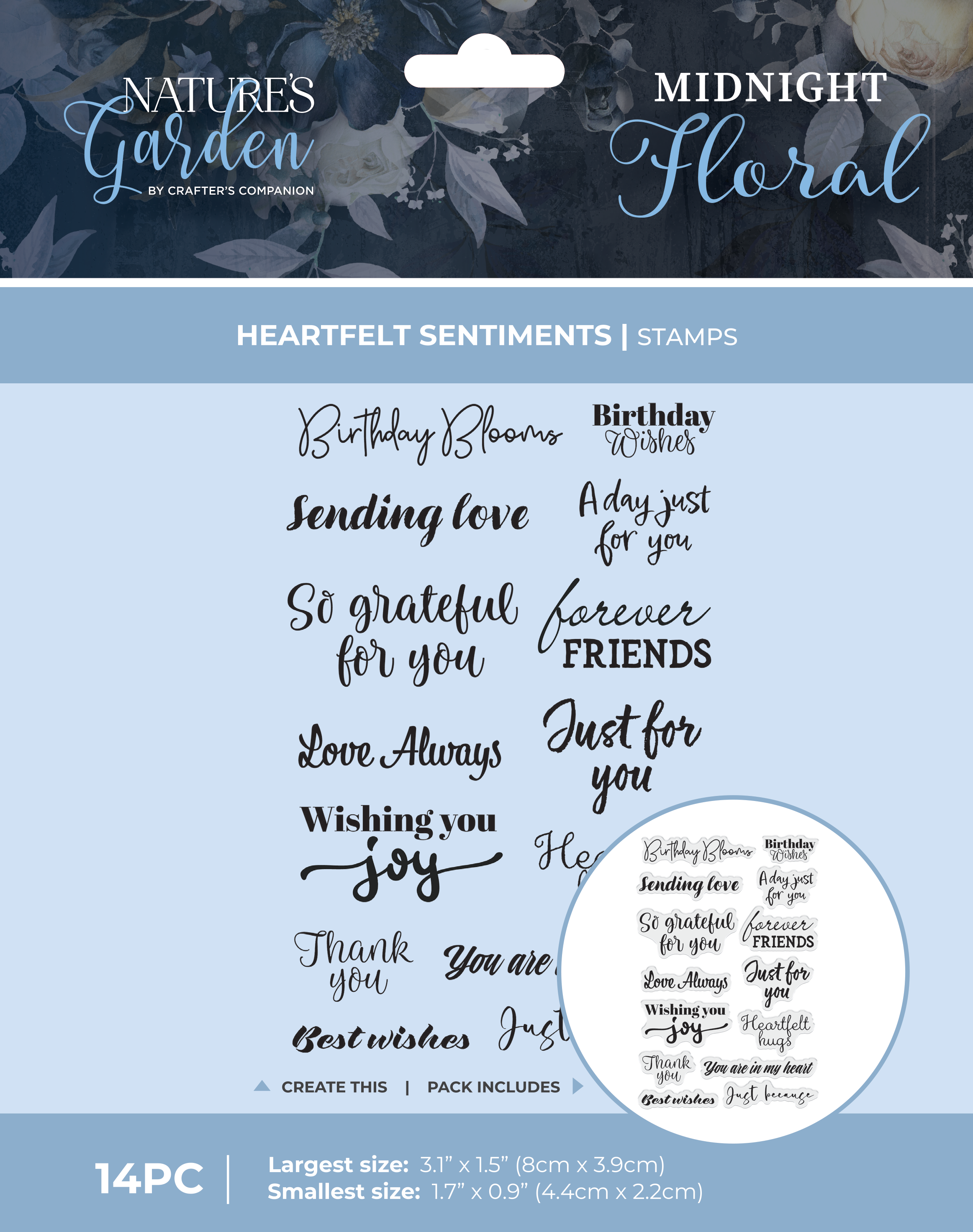 Nature's Garden - Midnight Floral Photopolymer Stamp - Heartfelt Sentiments