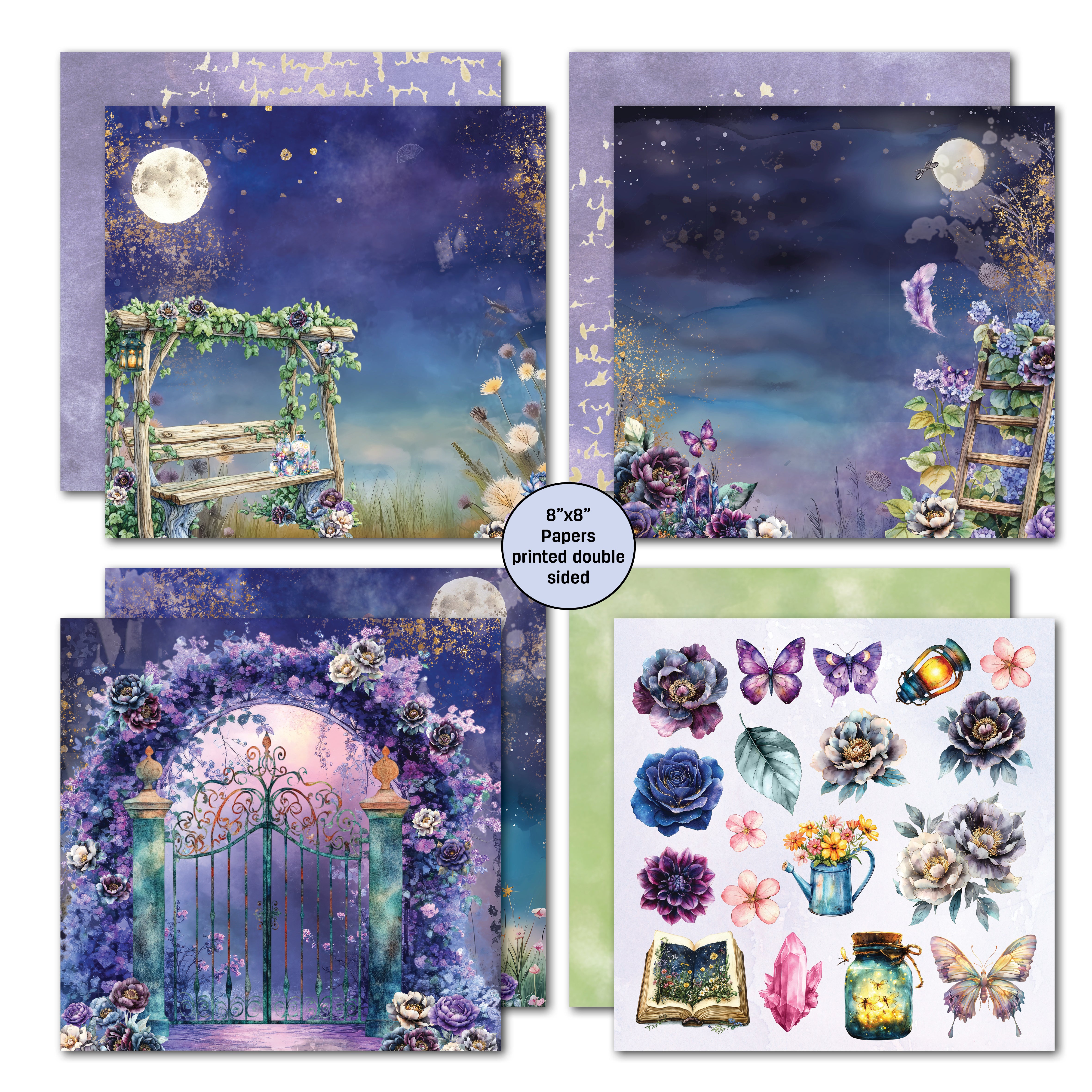 3Quarter Designs Night Garden 8x8 Paper Pack