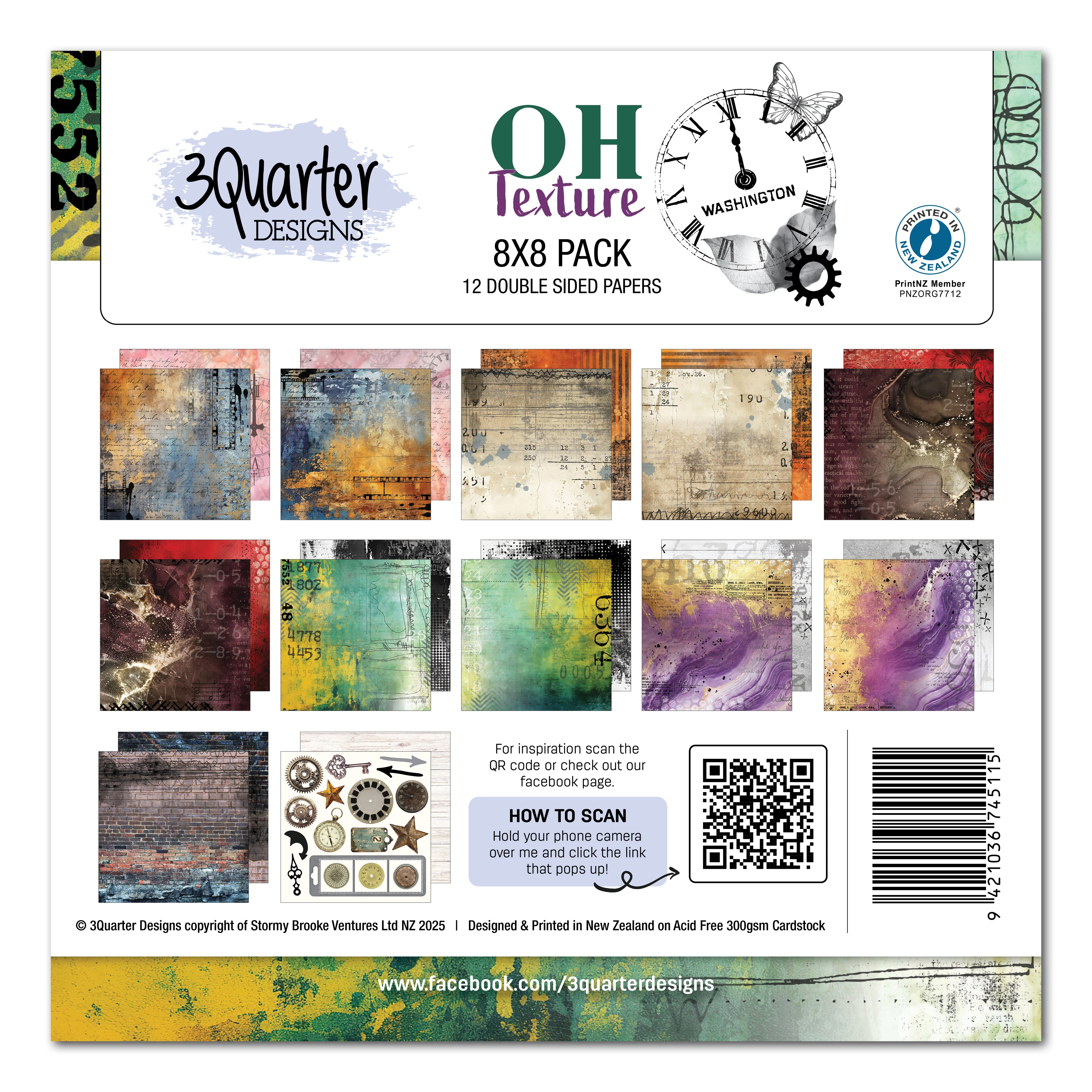 3Quarter Designs Oh Texture 8x8 Paper Pack