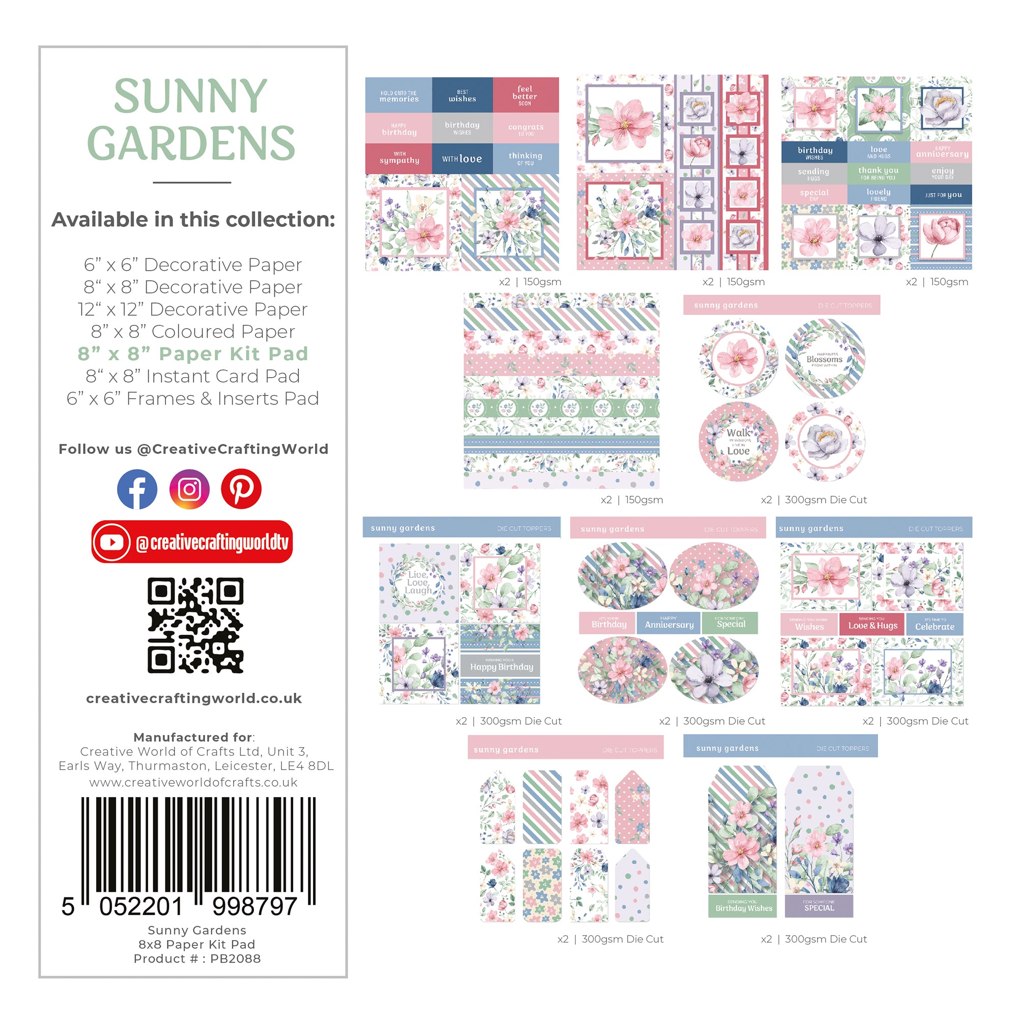The Paper Boutique Sunny Gardens 8 in x 8 in Paper Kit Pad