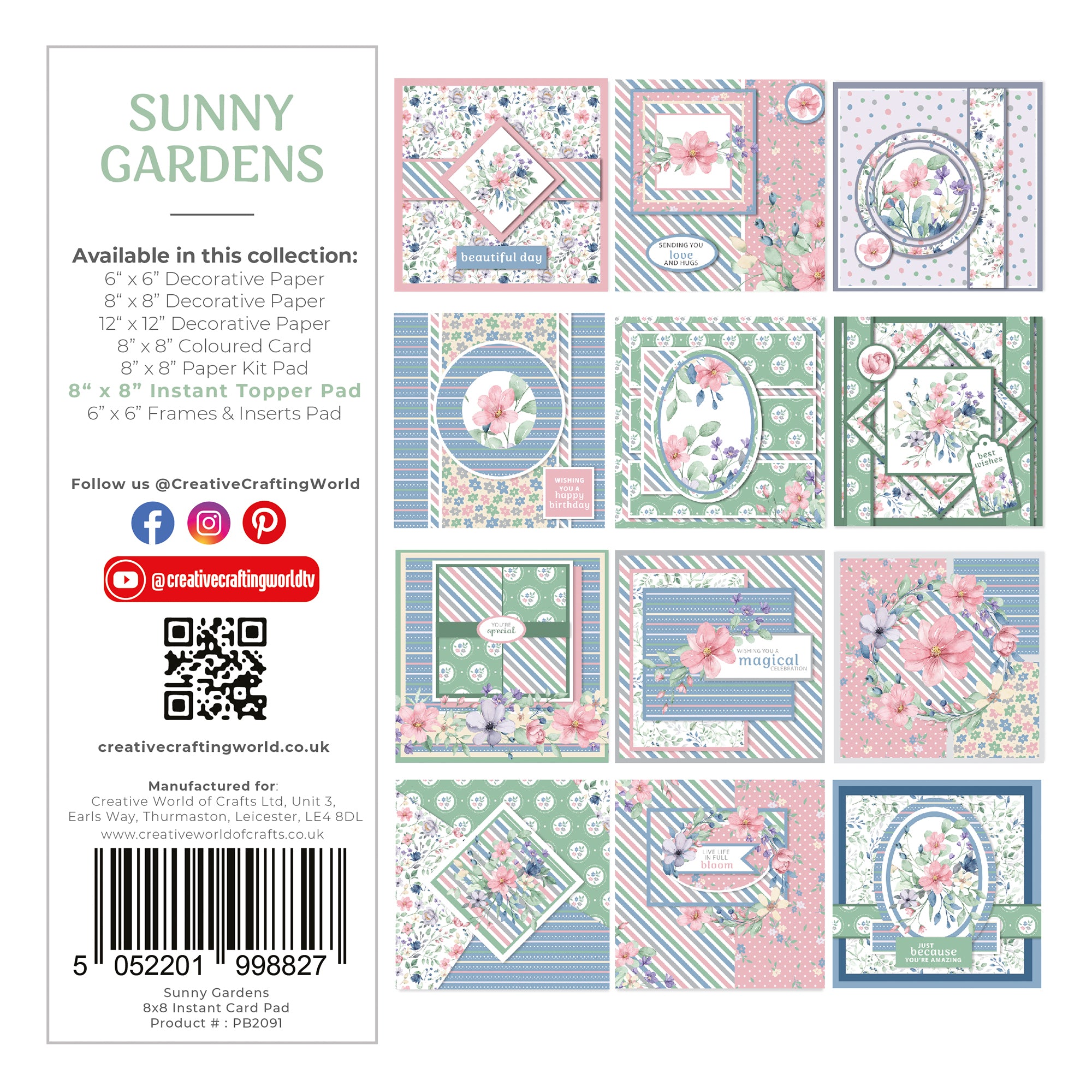 The Paper Boutique Sunny Gardens 8 in x 8 in Instant Card Pad