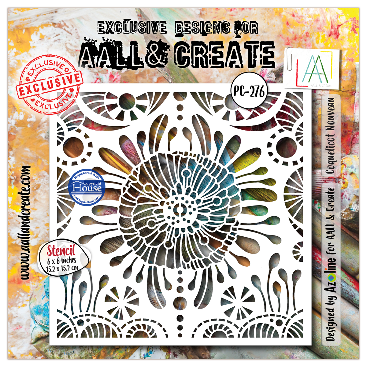 AALL and Create - 6"x6" Stencil - Coquelicot Nouveau