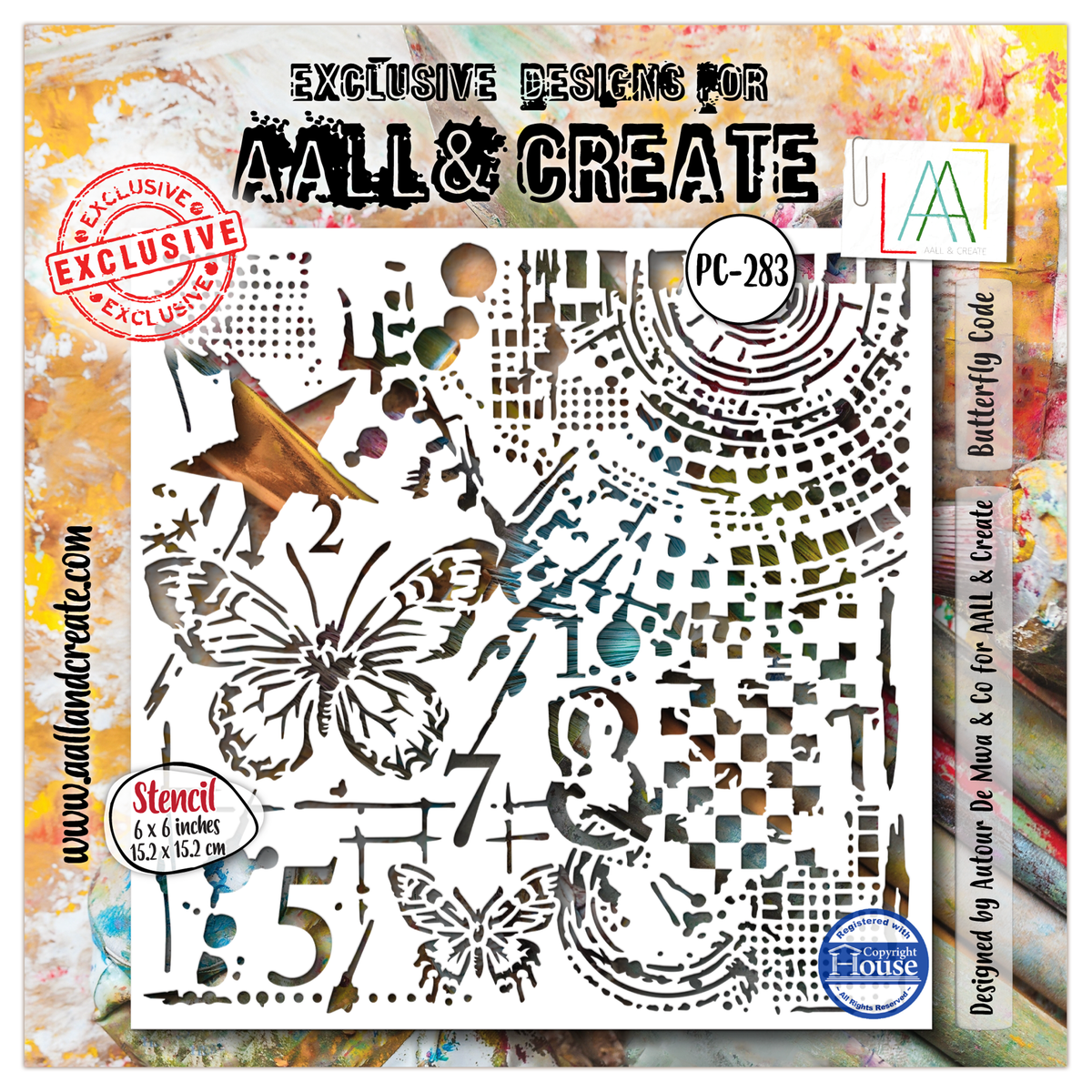 AALL and Create - 6"x6" Stencil - Butterfly Code