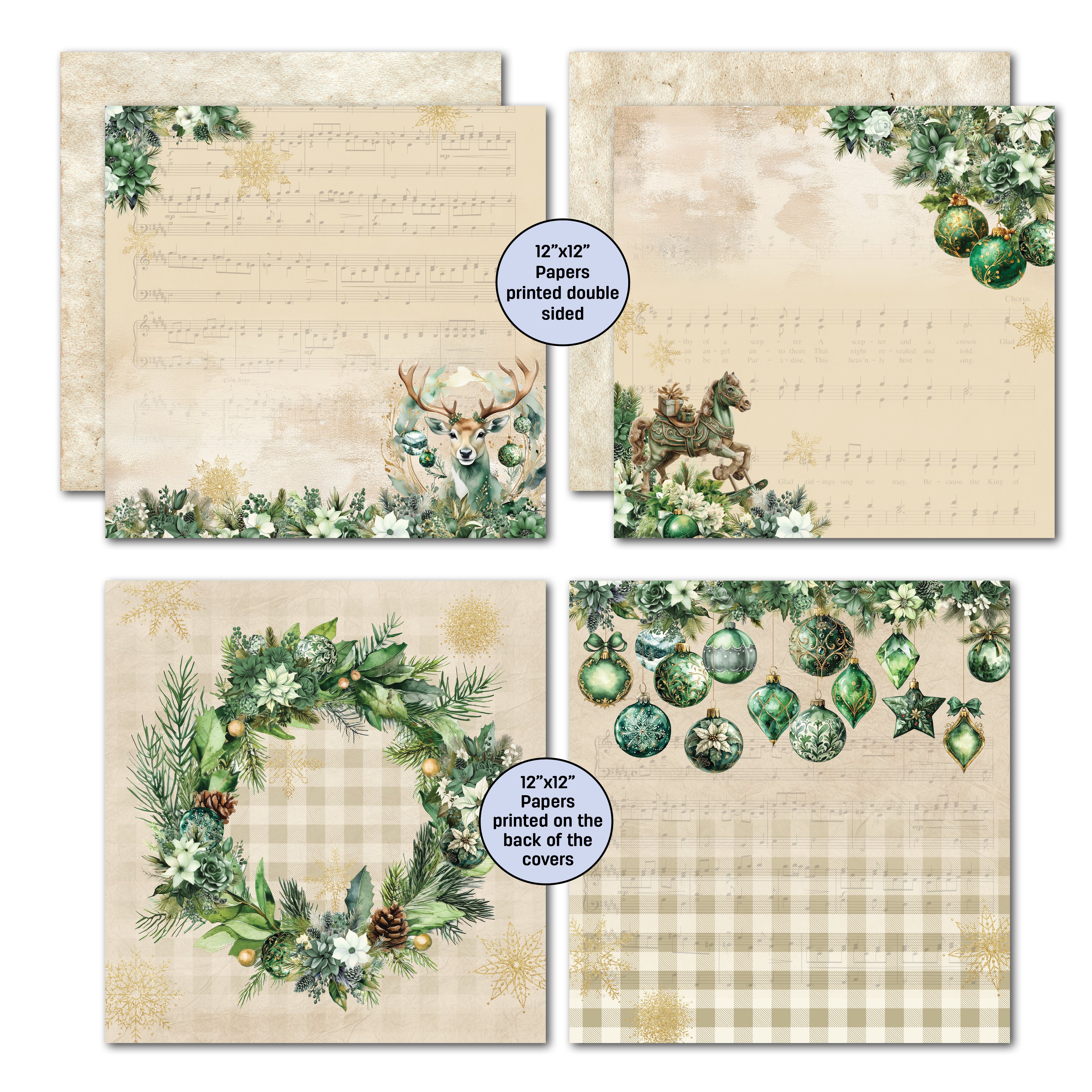 3Quarter Designs Pine Festivities 12x12 Designer Paper & Diecuts Set