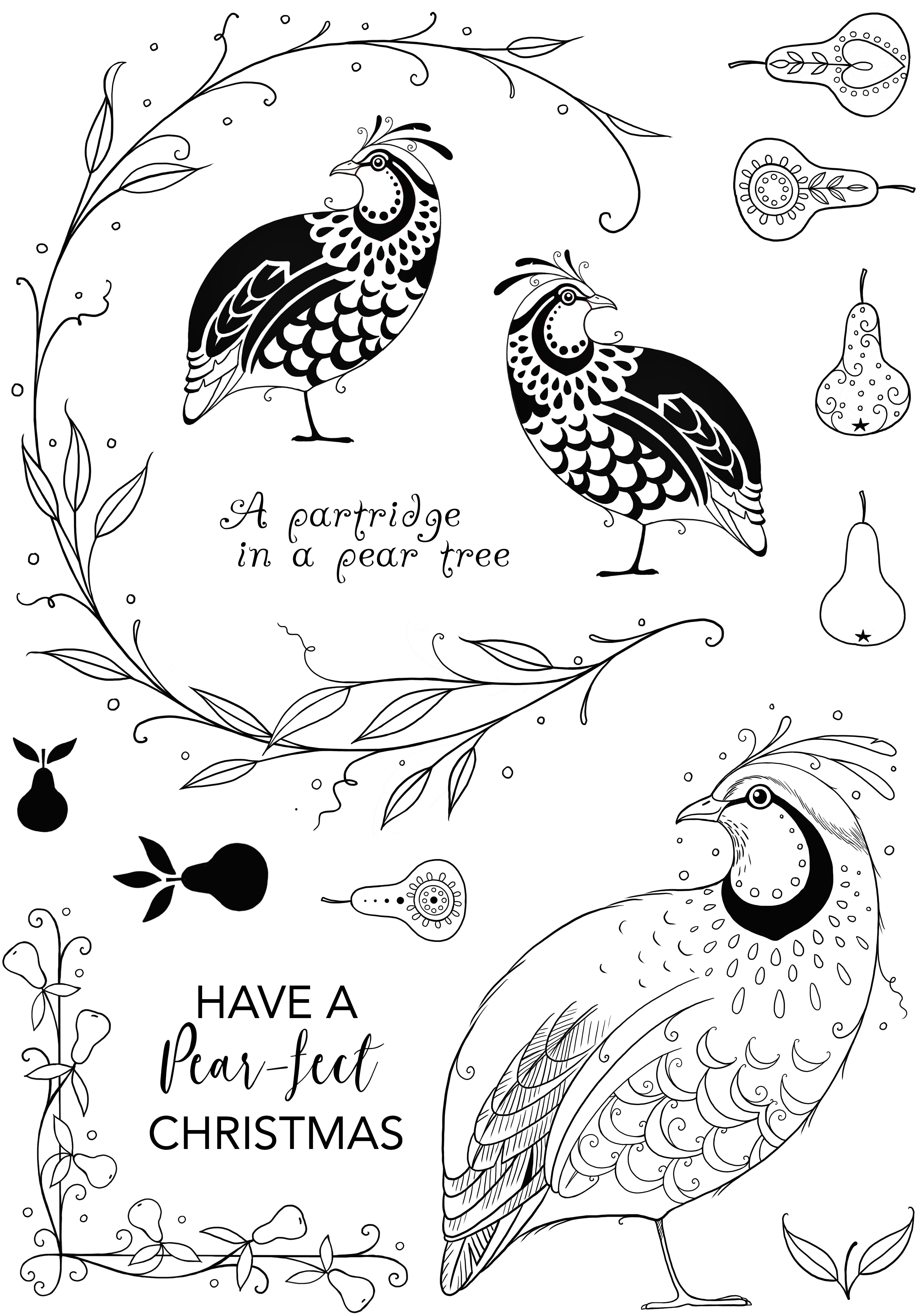 Pink Ink Designs Partridge In A Pear Tree 6 in x 8 in Clear Stamp Set
