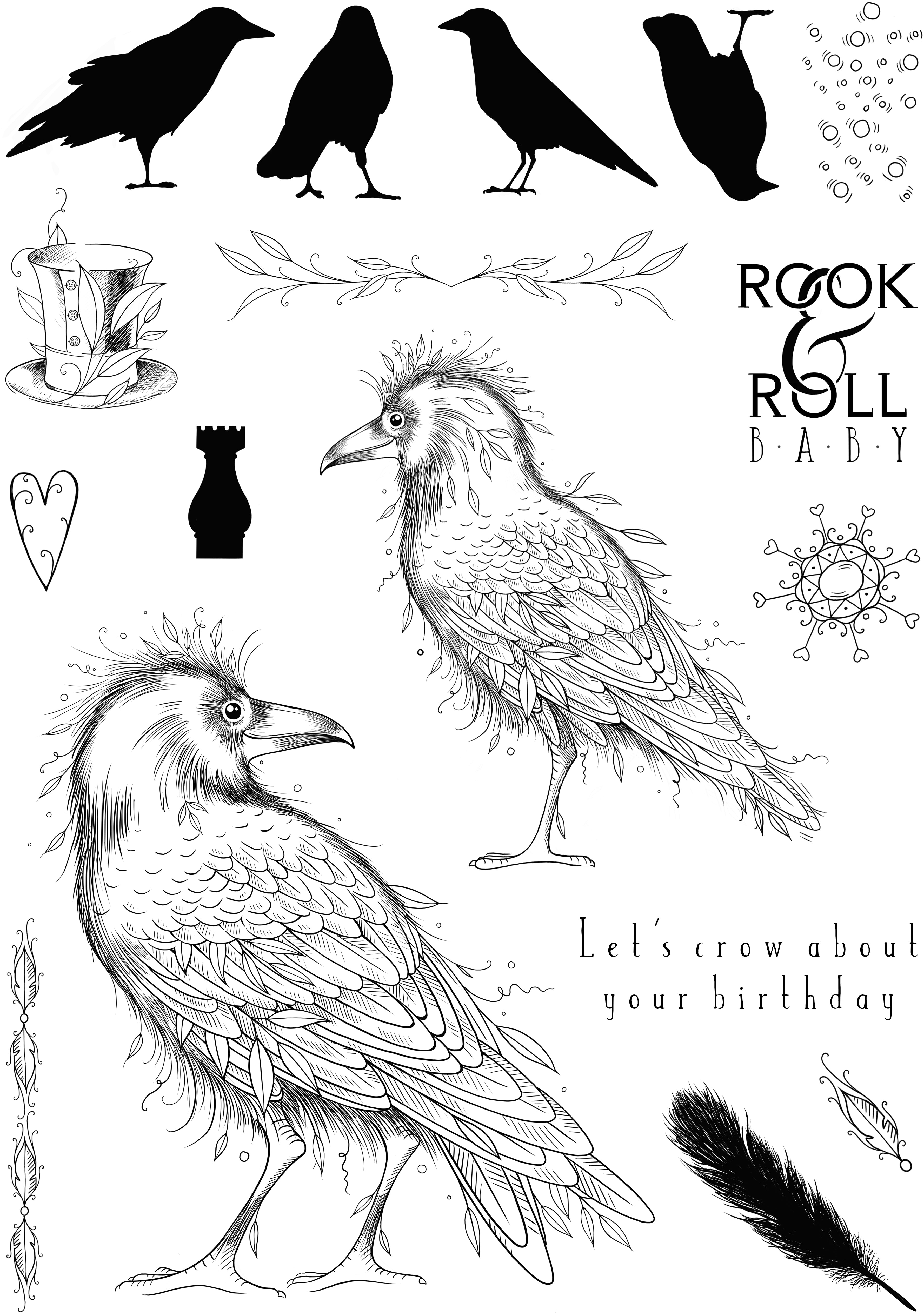 Pink Ink Designs Rook & Roll 6 in x 8 in Clear Stamp Set