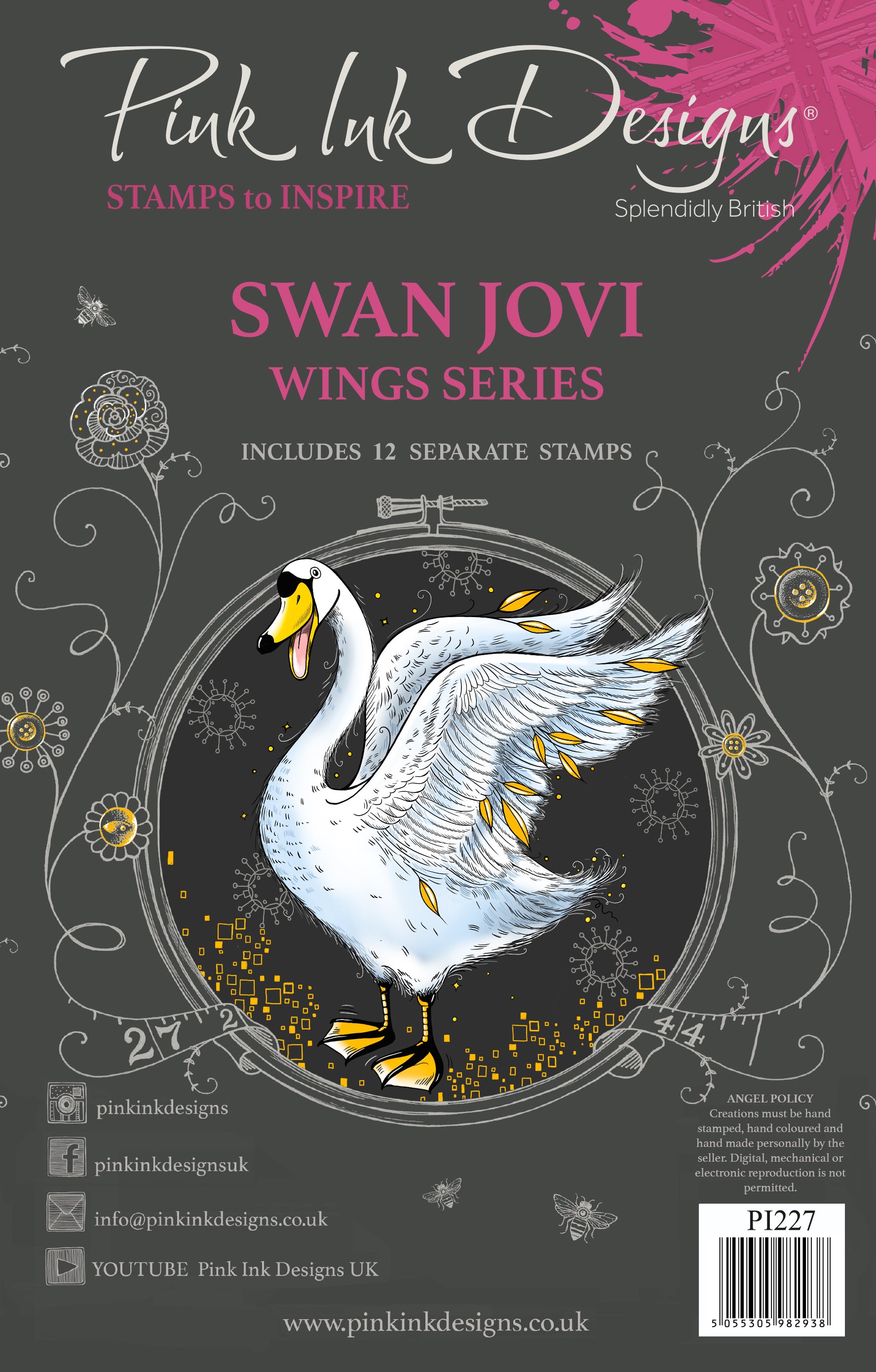 Pink Ink Designs Swan Jovi 6 in x 8 in Clear Stamp Set