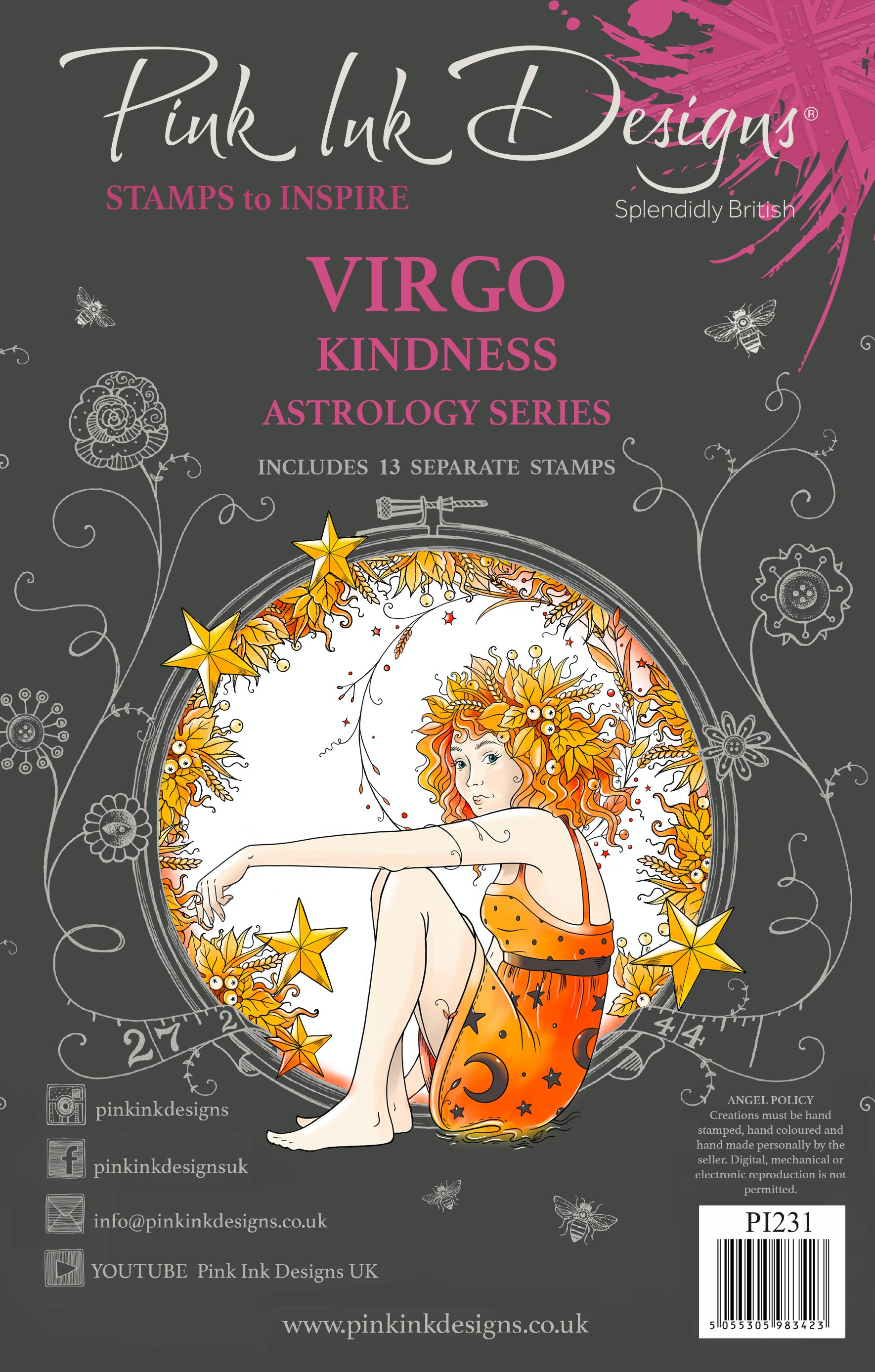 Pink Ink Designs Virgo 6 in x 8 in Clear Stamp Set