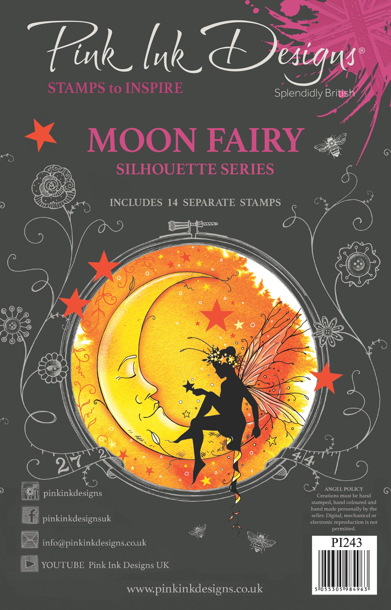 Pink Ink Designs Moon Fairy 6 in x 8 in Clear Stamp Set