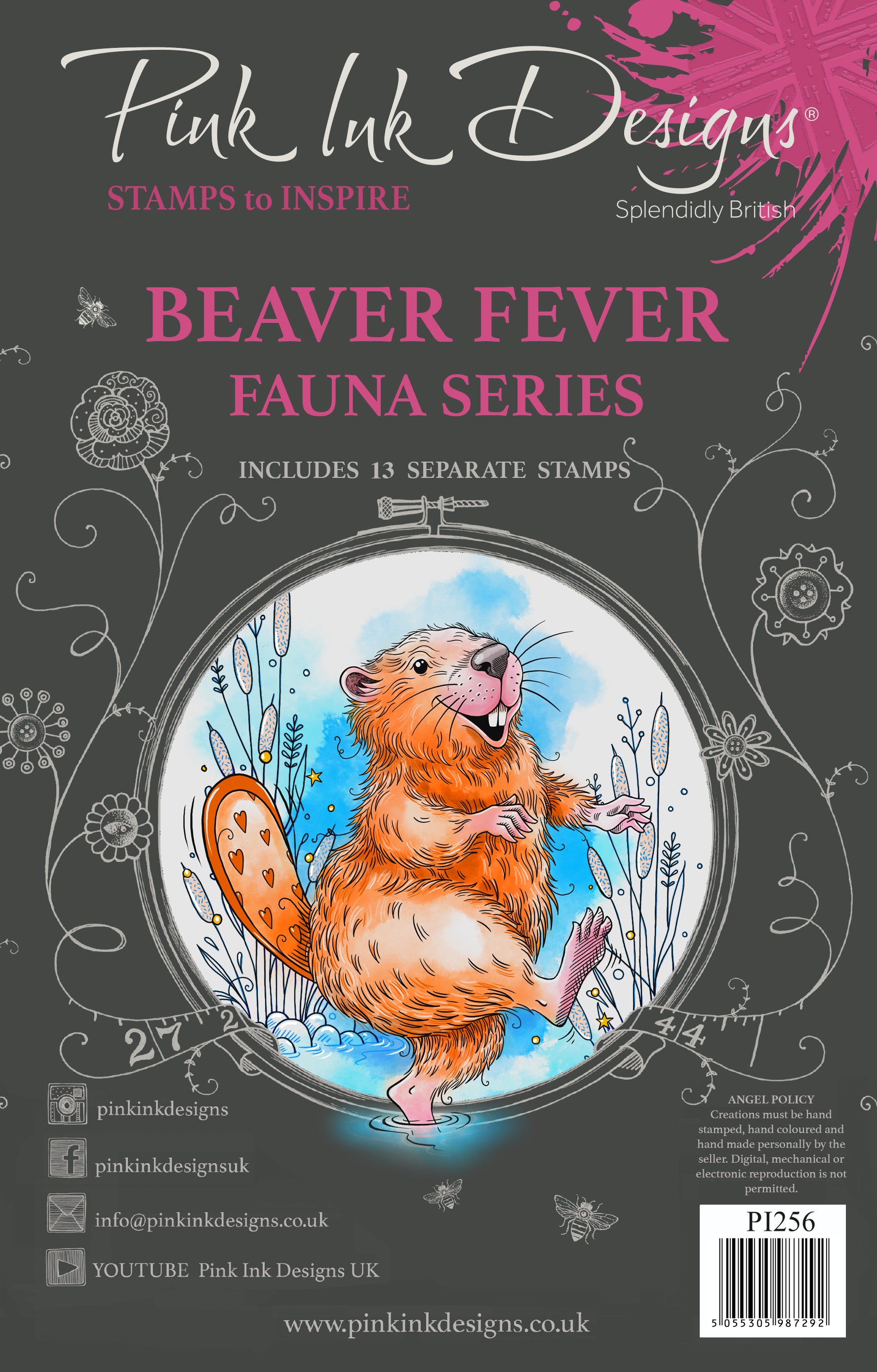Pink Ink Designs Beaver Fever 6 in x 8 in Clear Stamp Set