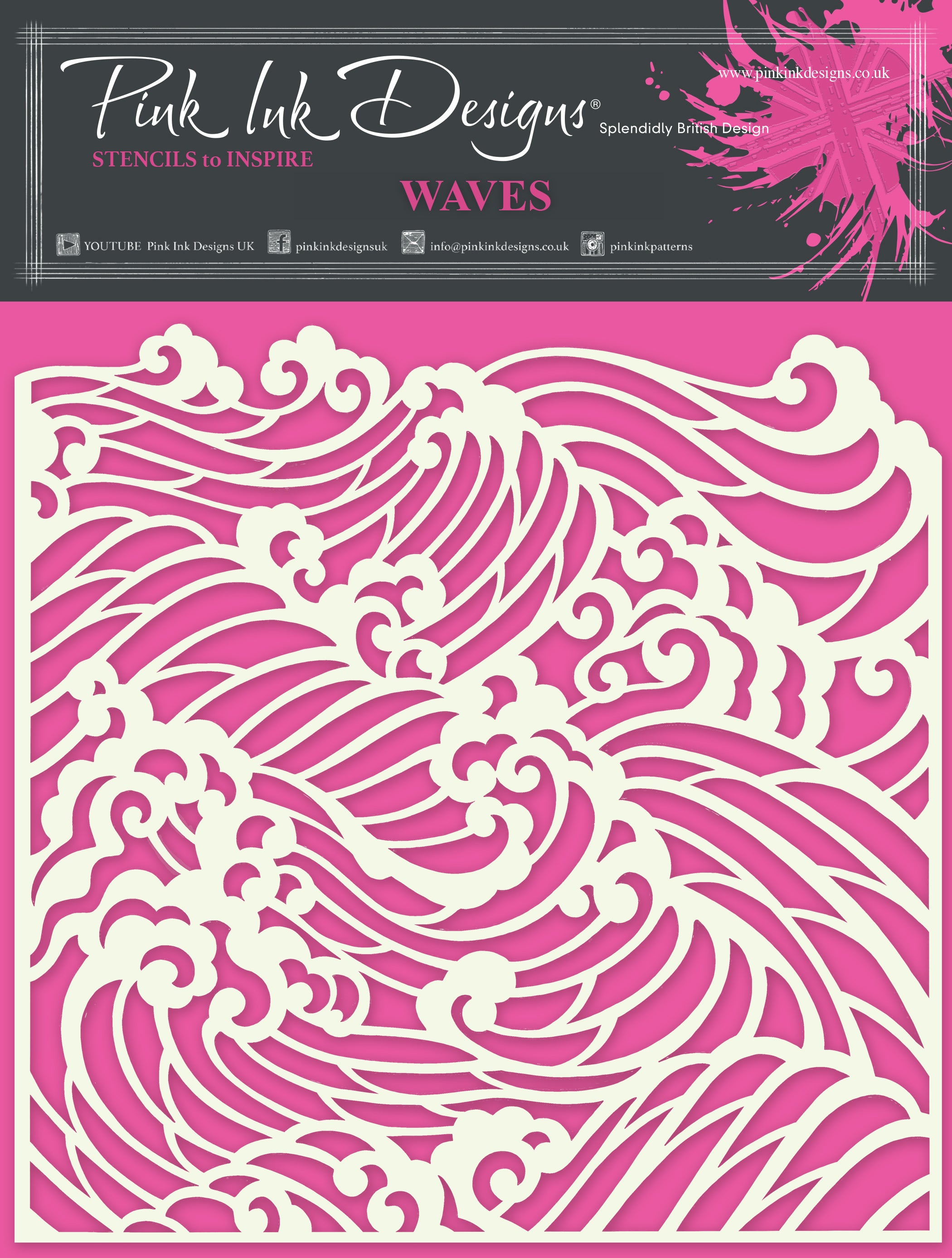 Pink Ink Designs Waves 7 in x 7 in Stencil